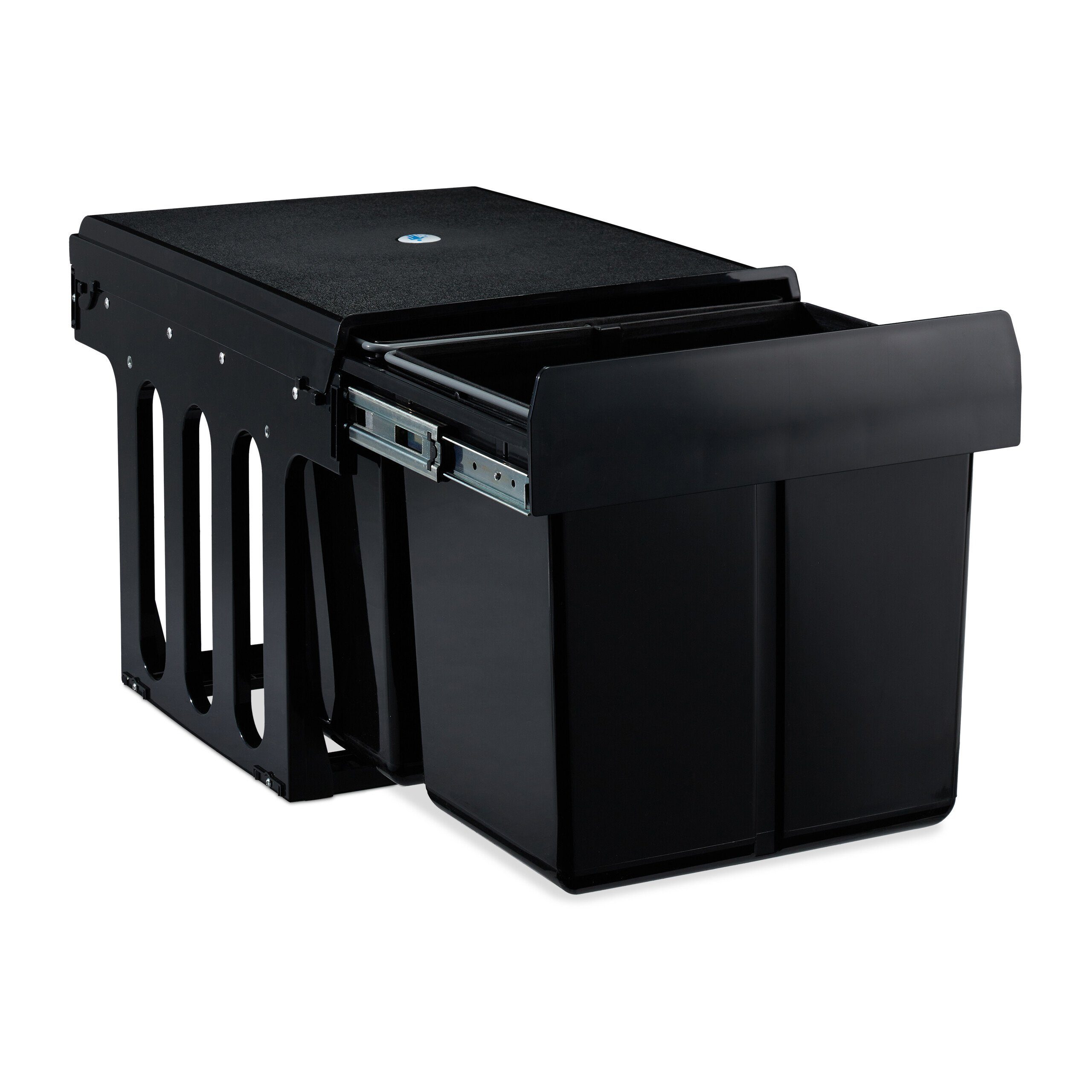 relaxdays Einbaumülleimer 2x15 L schwarz