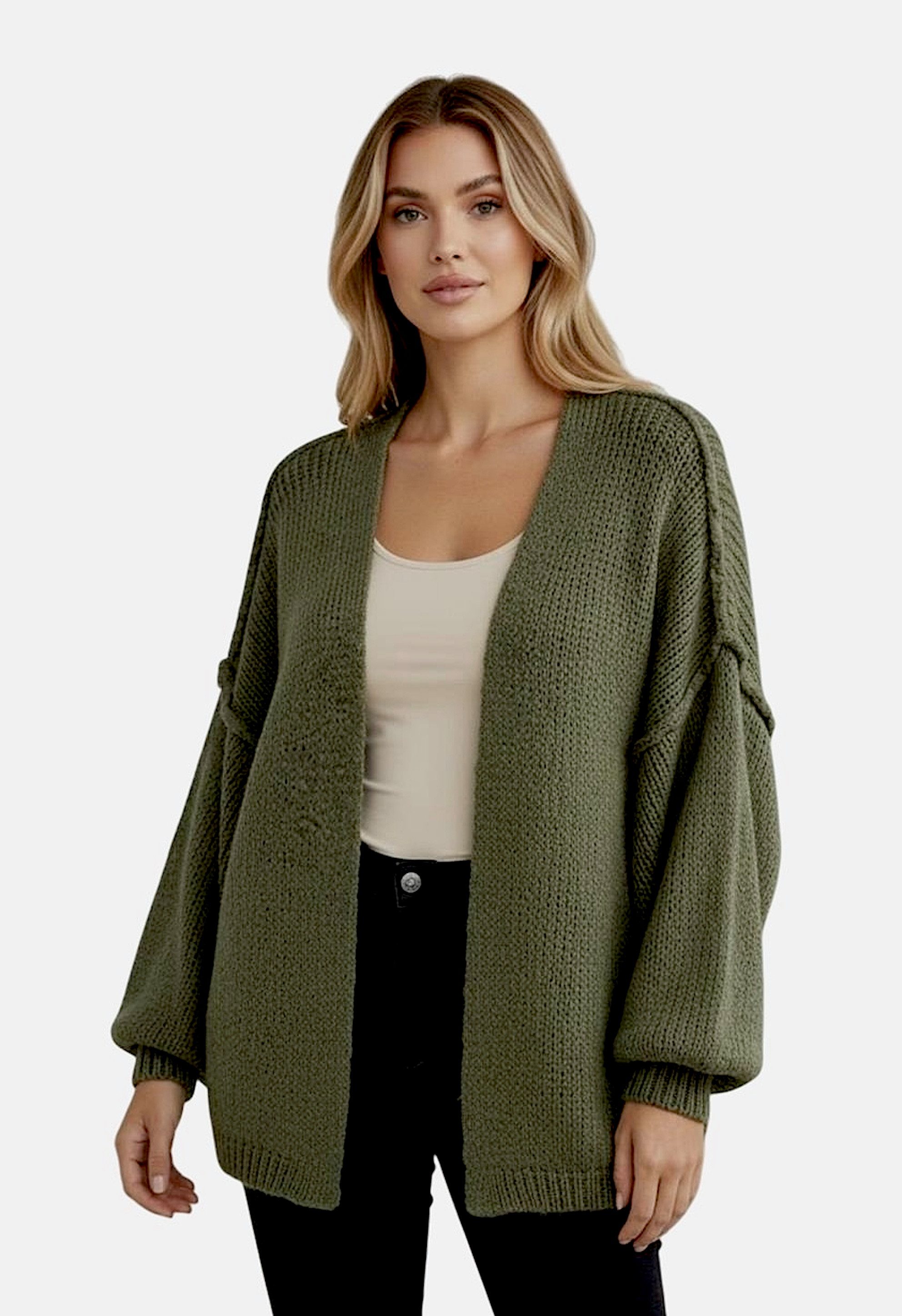 Worldclassca Cardigan Worldclassca Strickjacke Cardigan Uni Open Front Pullover Lang Casual Neue Kollektion - Stilvolle und gemütliche Strickmode für Damen