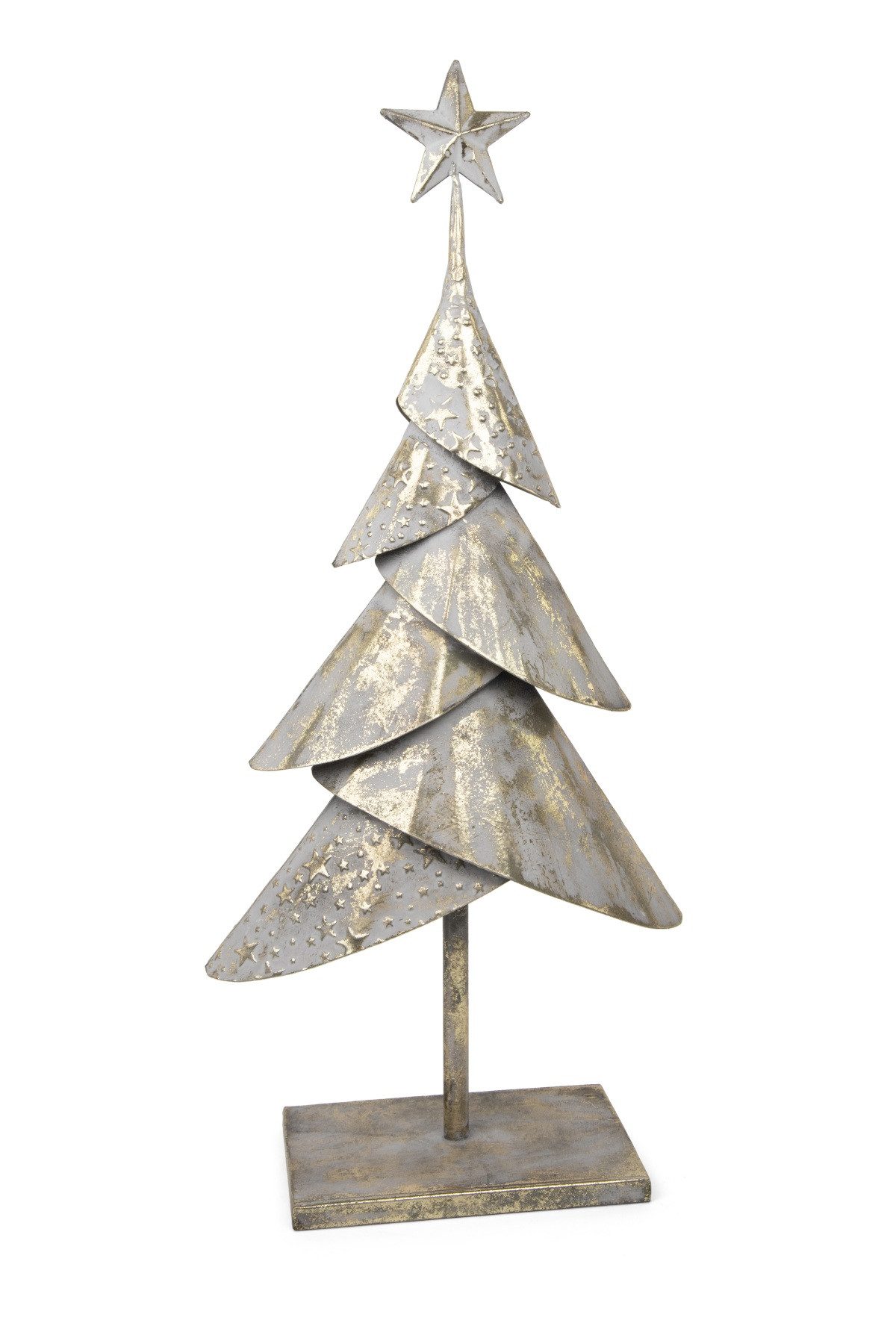 RIFFELMACHER & WEINBERGER Christbaumschmuck Deko Weihnachtsbaum mit Stern, Metall Gold Antik