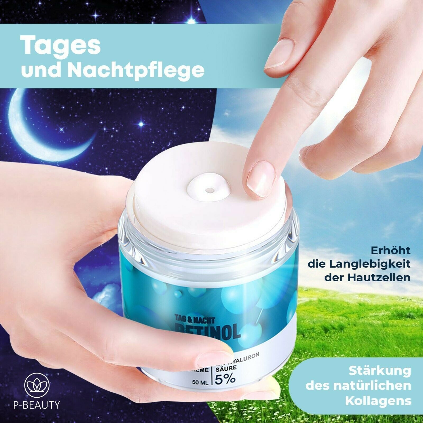 P-Beauty Cosmetic Accessories Anti-Aging-Creme Retinol Creme Anti-Falten mit Hyaluronsäure Kollagen Aloe Vera, 1-tlg.
