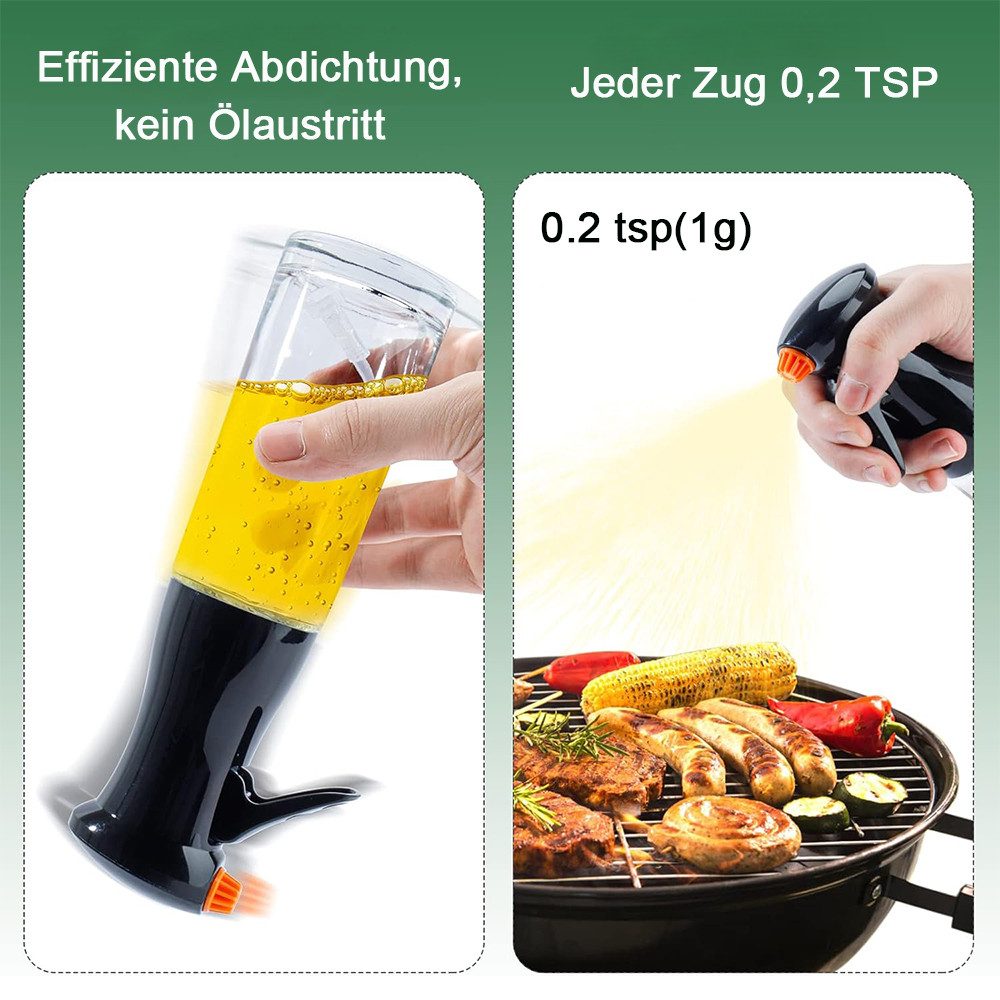 TUWENA Menage-Set 2 Stück Öl Sprühflasche 200ML mit 2 Stück Verbesserte Düse – Bild 5 von 5