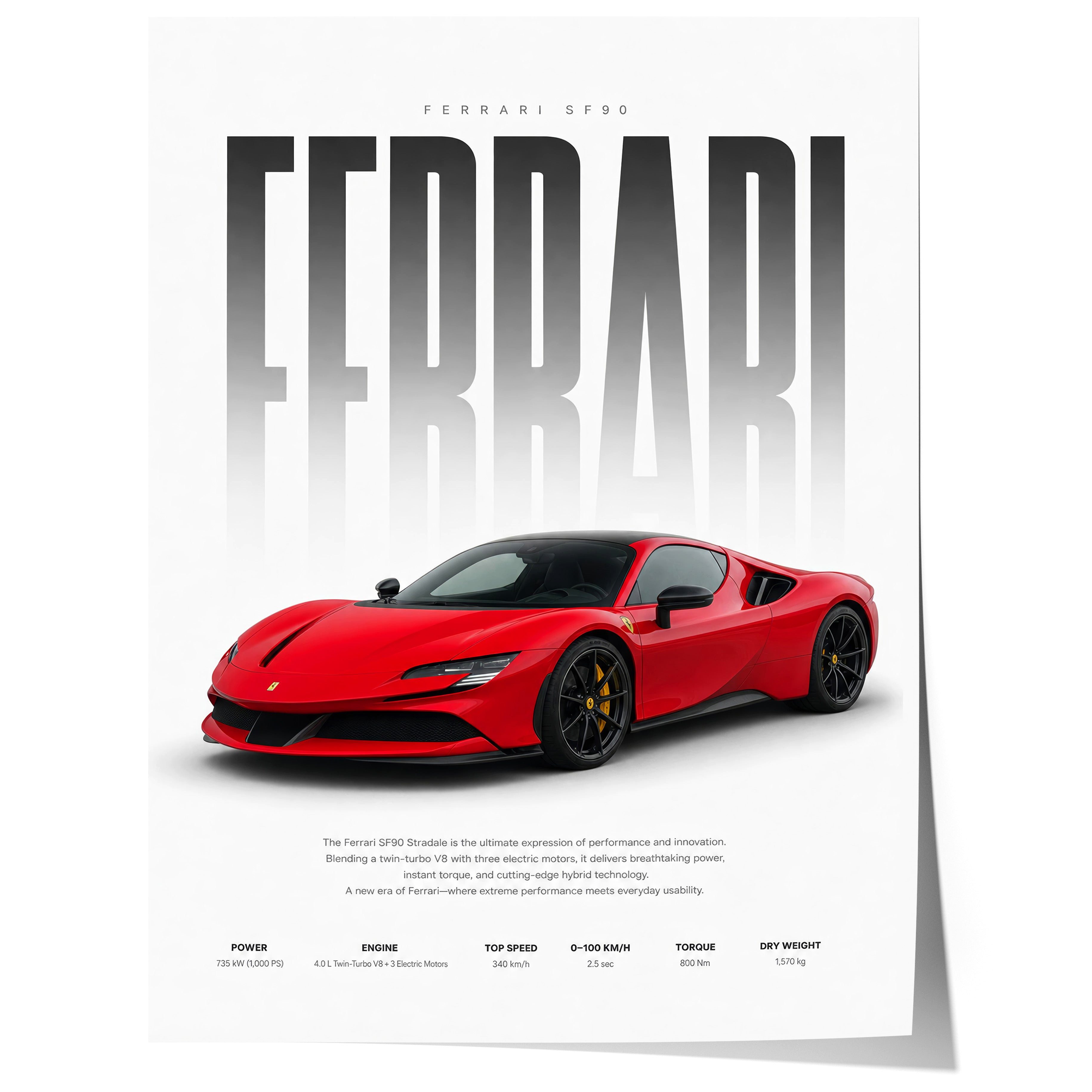 JUSTGOODMOOD Poster Roter Supersportwagen Geschenkidee Hybrid Sportwagen Wandbild Deko Pri, (1 St)