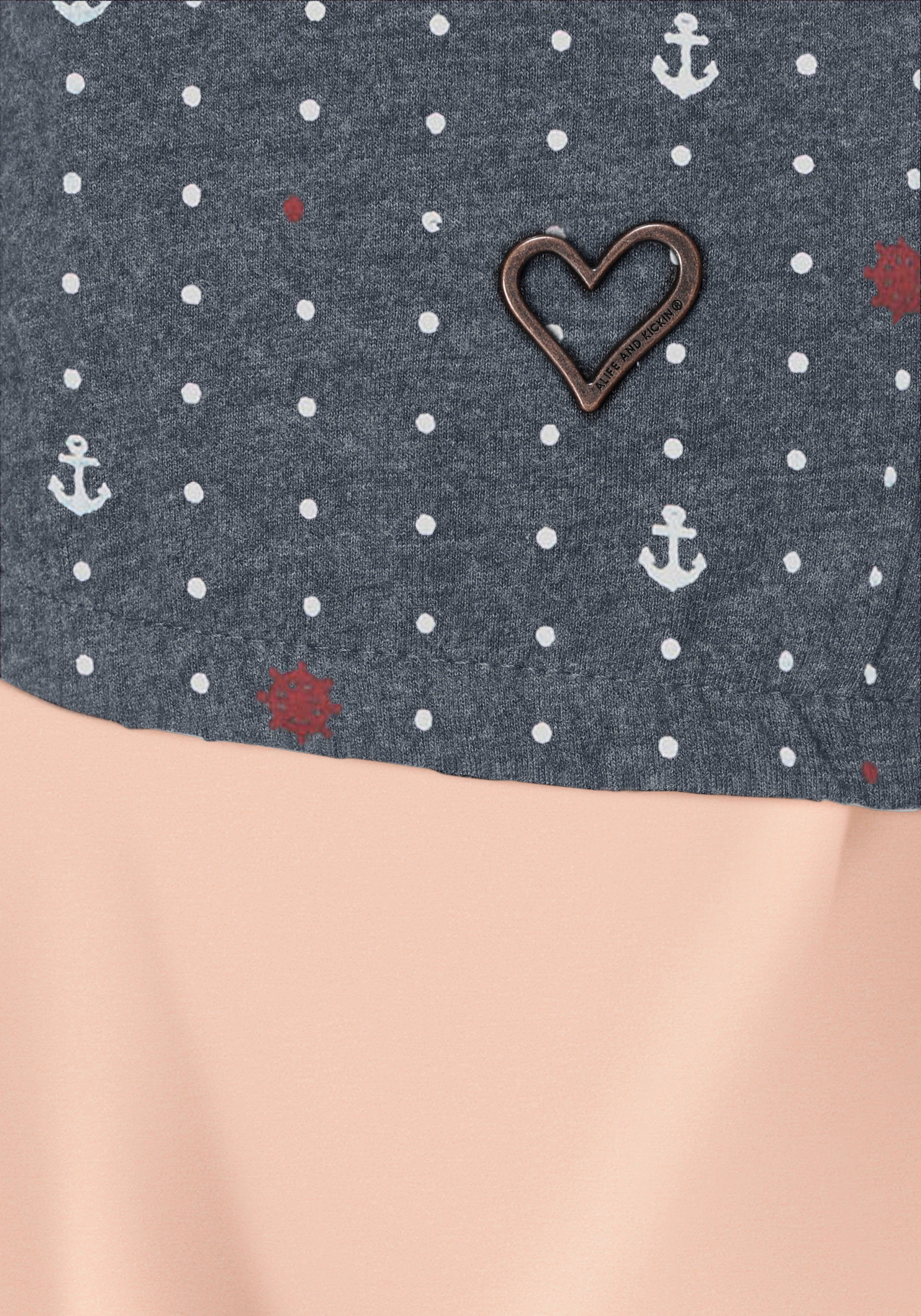 Kleid SunnyAK - T-Shirt) Jerseykleid print 2-tlg., marine sommerlicher & (Set, & Shirt mit Zweiteiler Kickin Alife