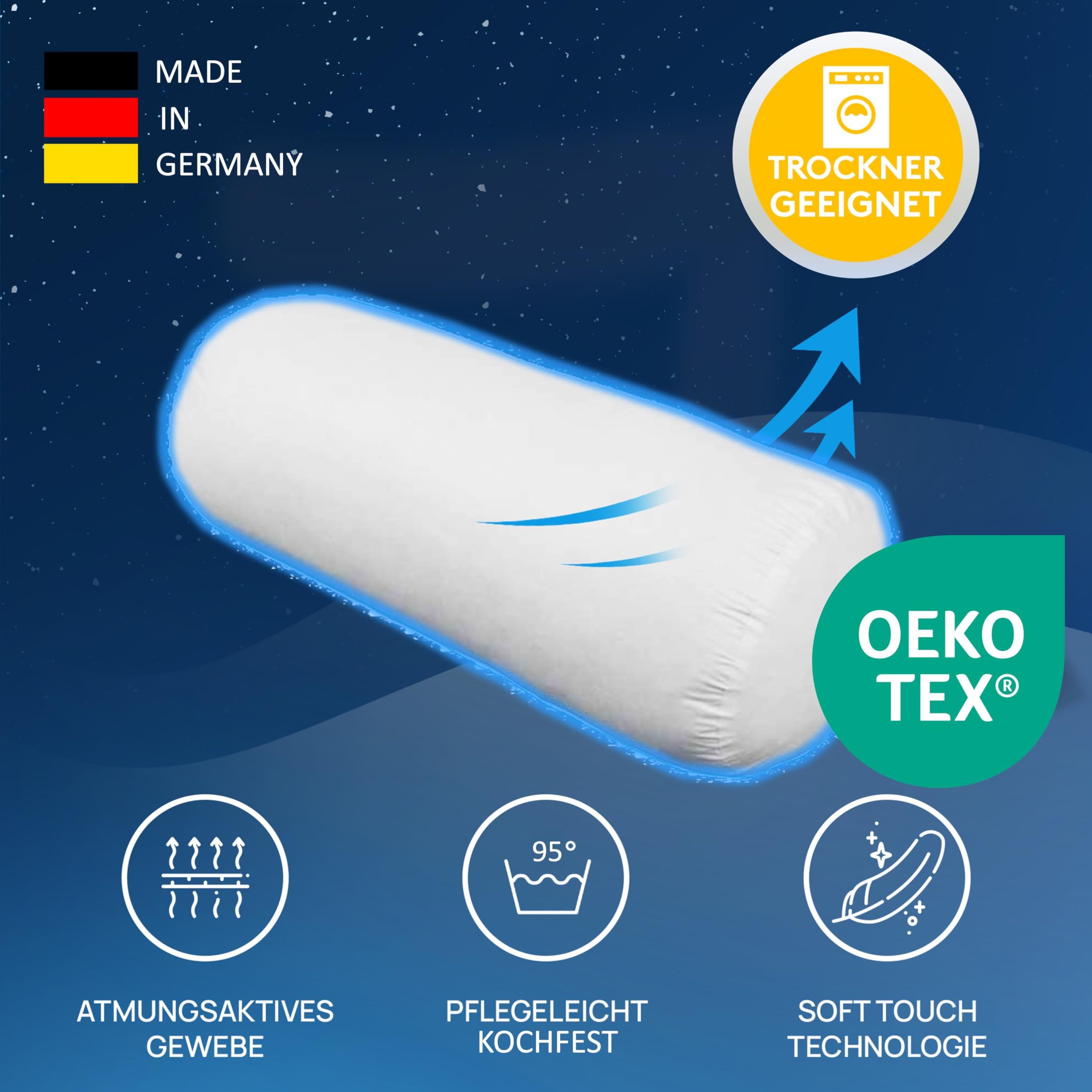 LILENO HOME Microfaserkissen - geeignet für Allergiker, in verschiedenen Größen - Made in Germany, Füllung: 100% Polyester, Rückenschläfer, Seitenschläfer, Bauc – Bild 4 von 5