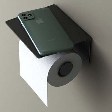 doporro Toilettenpapierhalter doporro WC-Papierhalter Schwarz matt aus Edelstahl Papierrollenhalter mit Ablage Wandmontage