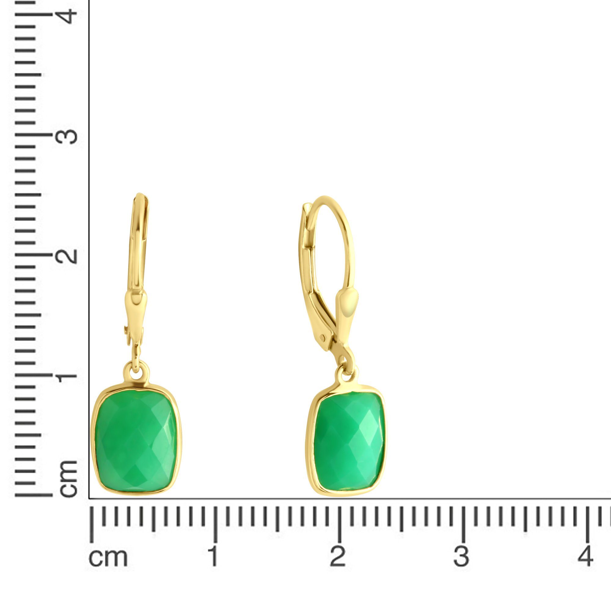 Jamelli Paar Ohrhänger Silber 925 vergoldet 27mm lang mit echtem grünen Chr günstig online kaufen