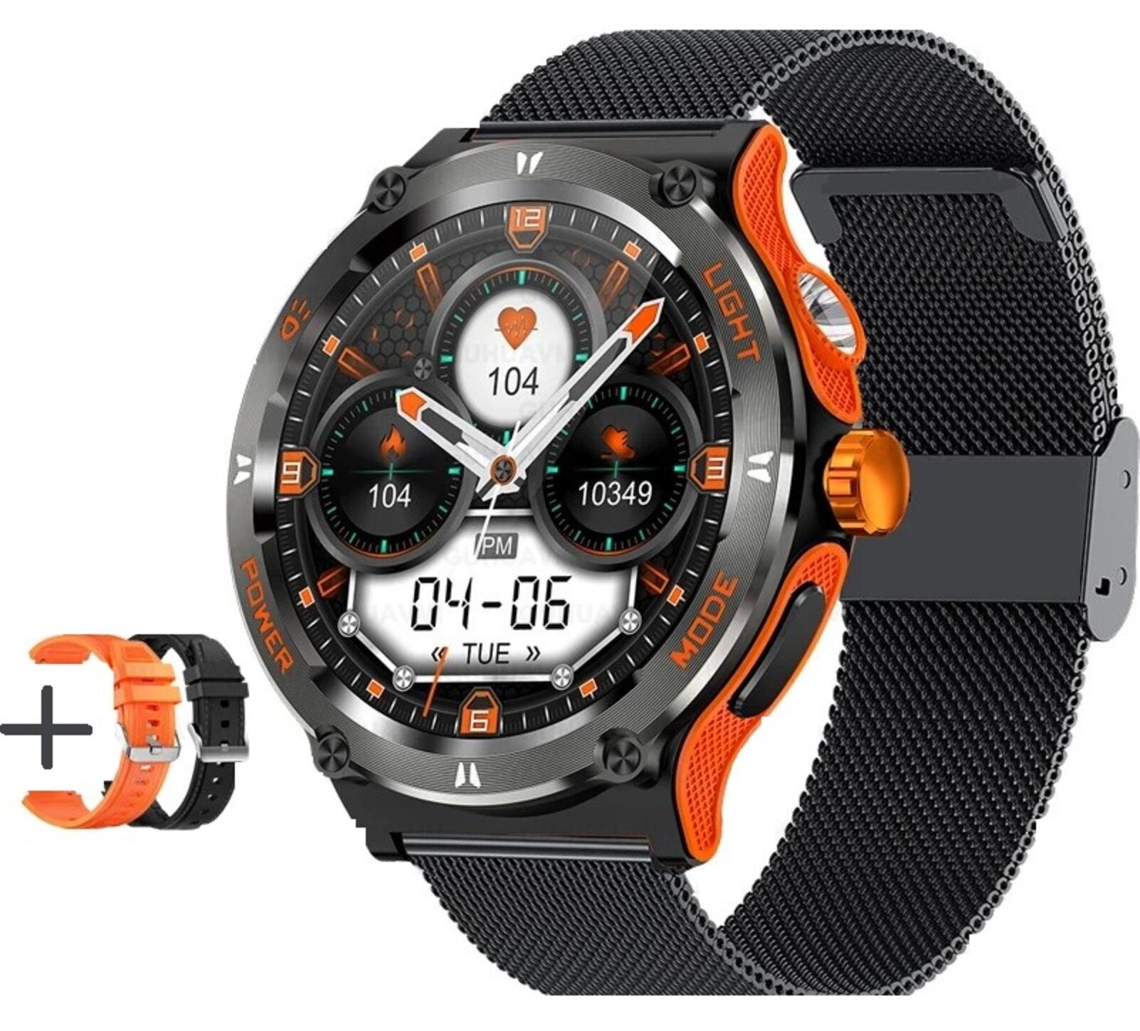 Nagham Ghazal Aswad Smartwatch Sport Tracker Kompass LED Taschenlampe Bluetooth Anruf 2025 Smartwatch (1.53 Zoll)