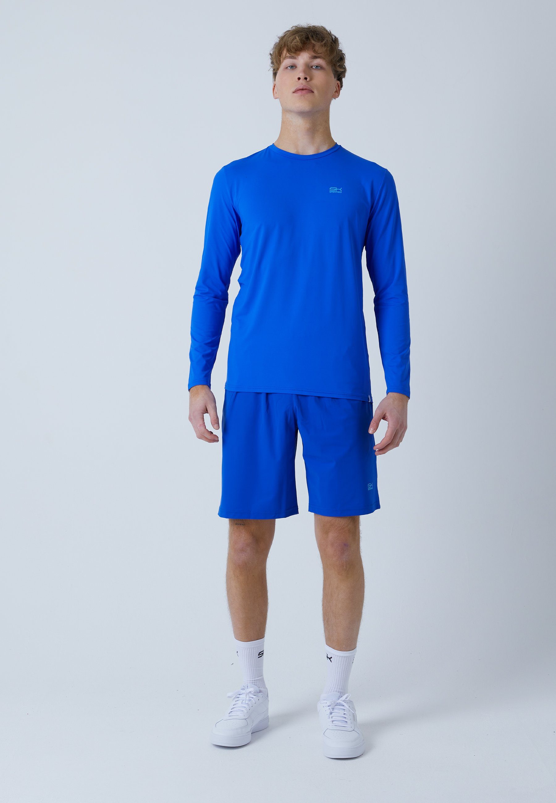 Funktionsshirt kobaltblau Rundhals Longsleeve Shirt Herren SPORTKIND Tennis & Jungen