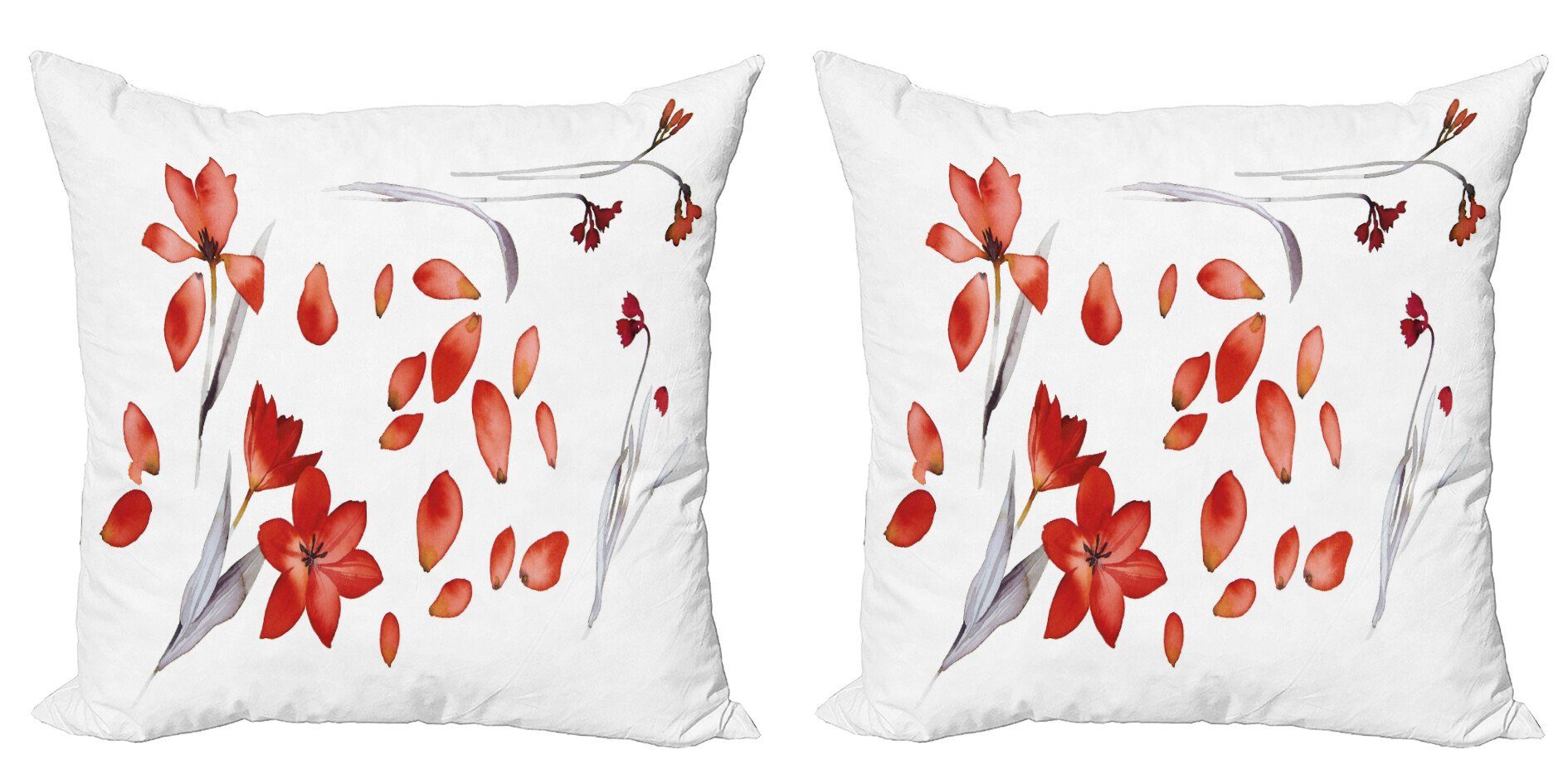 Doppelseitiger Modern Blumen Accent Abakuhaus Herbst-Blumen-Blumenblätter (2 Stück), Digitaldruck, Kissenbezüge