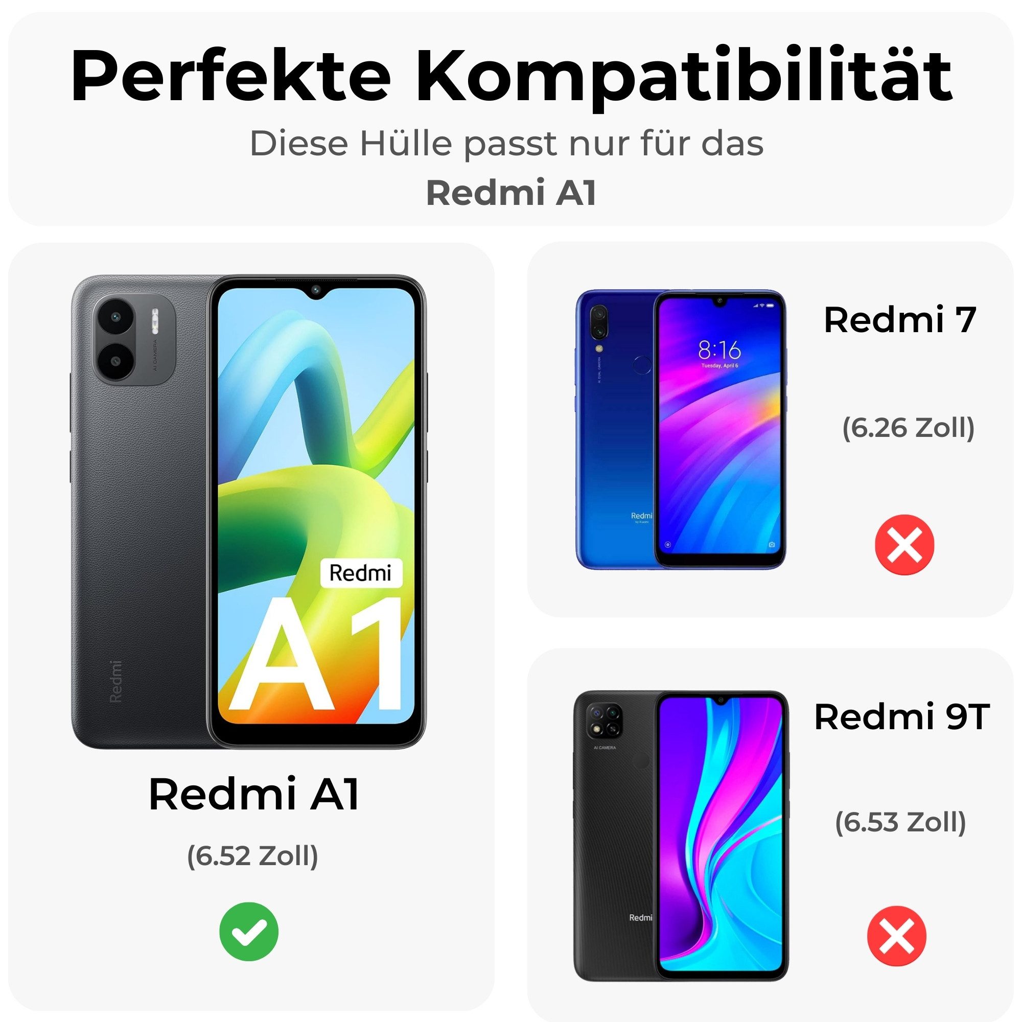 betterfon Handyhülle für Xiaomi Redmi A1 / A2 TPU Schutzcase, 2-teiliges 360 Grad Case mit Rundumschutz und Displayschutz