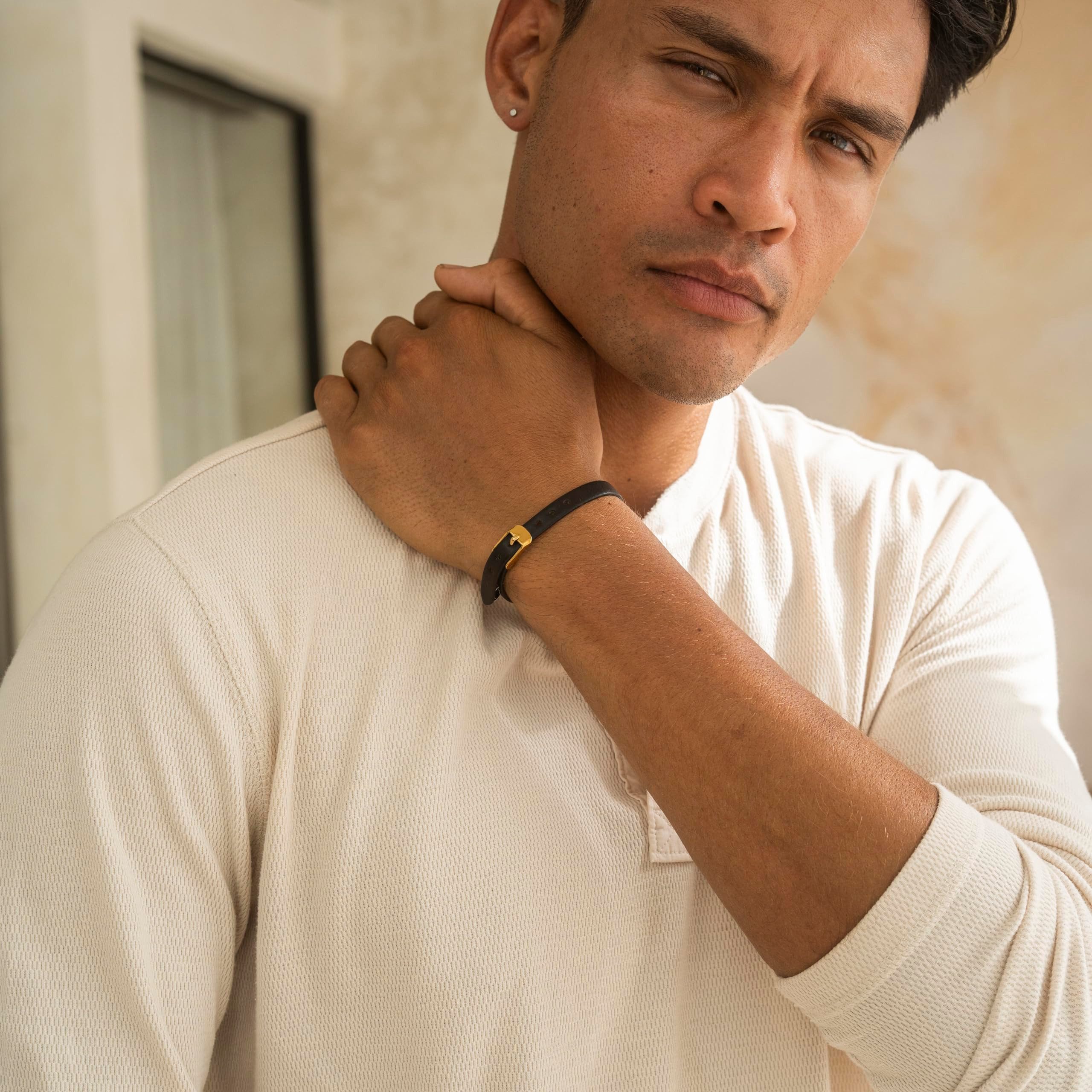 Made by Nami Lederarmband Herren Braun/Schwarz - Verstellbar mit Schnalle, günstig online kaufen