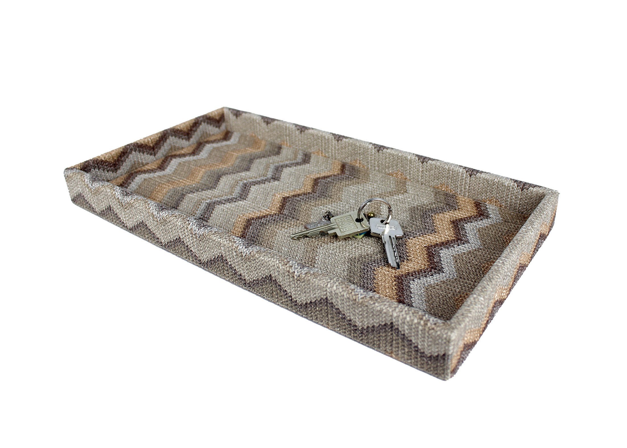 Signature Home Collection Dekotablett Tablett rechteckig Kunstleder Zickzack bunt Kosmetiktablett, buntes Muster in Zickzack, Oberfläche beschichtet