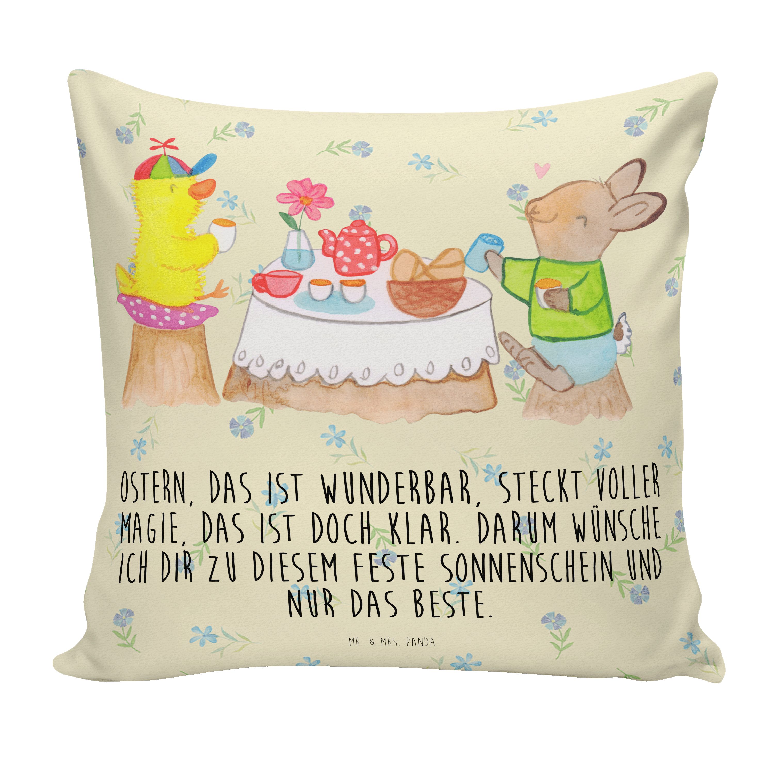 Kissenhülle, - Blumig Geschenk, Ostern Ostergeschenke, & Mr. O - Mrs. Panda Dekokissen Frühstück