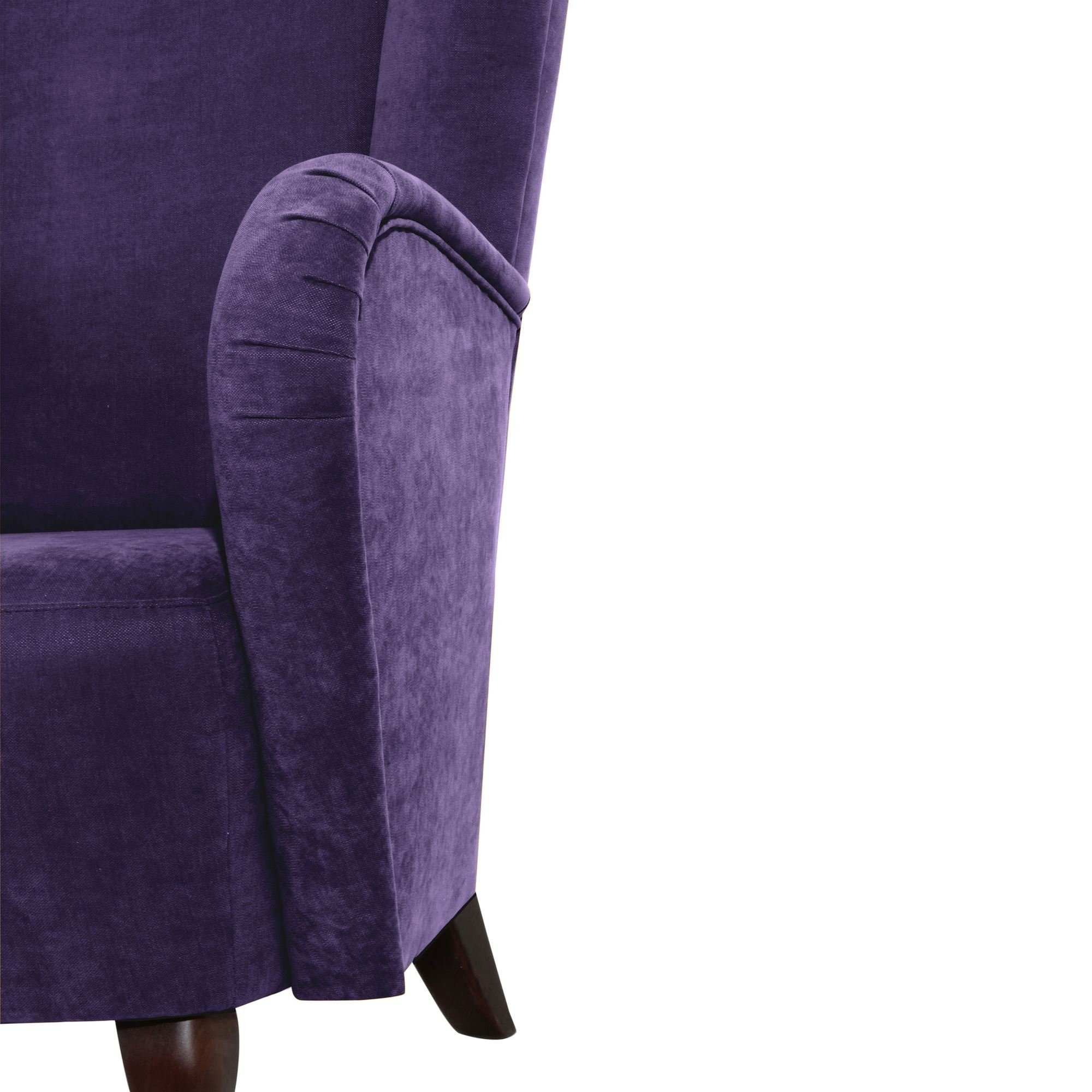 inkl. Sessel Bezug Kostenlosem nussbaum violet Versand, dunkel Hochlehnsessel 1-St), Velourstoff hochwertig Sitz 58 Kessel aufm Kailey (Sparpreis / Buche verarbeitet,bequemer