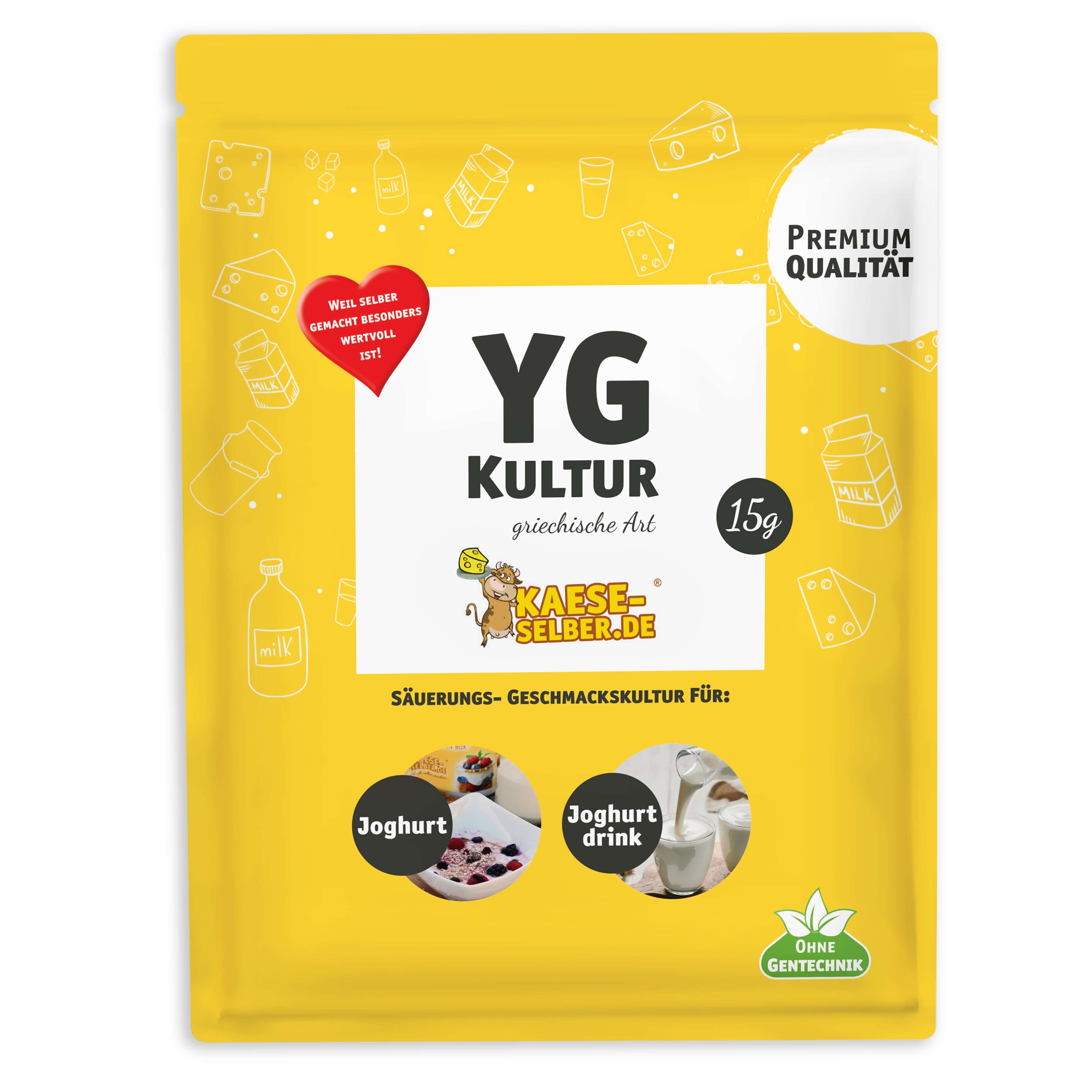 KAESE-SELBER.DE Lebensmittelkulturen YG Joghurtkulturen 15g griechische Art - Joghurtkultur, Ferment