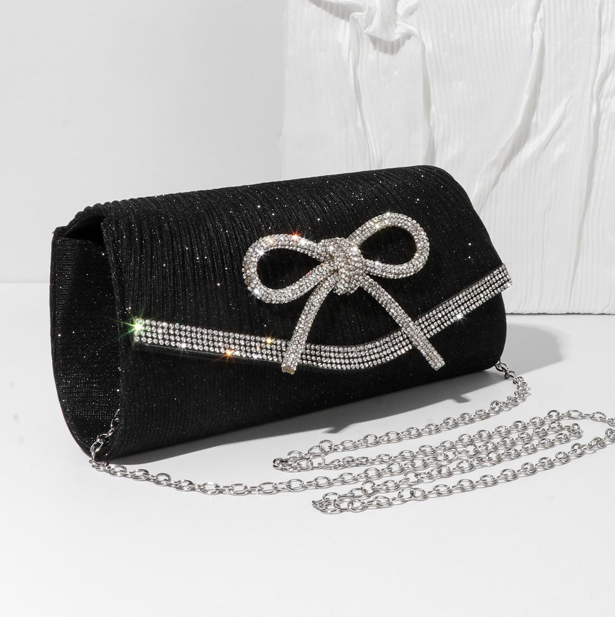 Coonoor Clutch Bow Abendschuh Tasche Glitzernde Clutch Taschen für Damen, Hochzeit Glitzer Strass Party Prom Tasche Festliche Clutch Bags