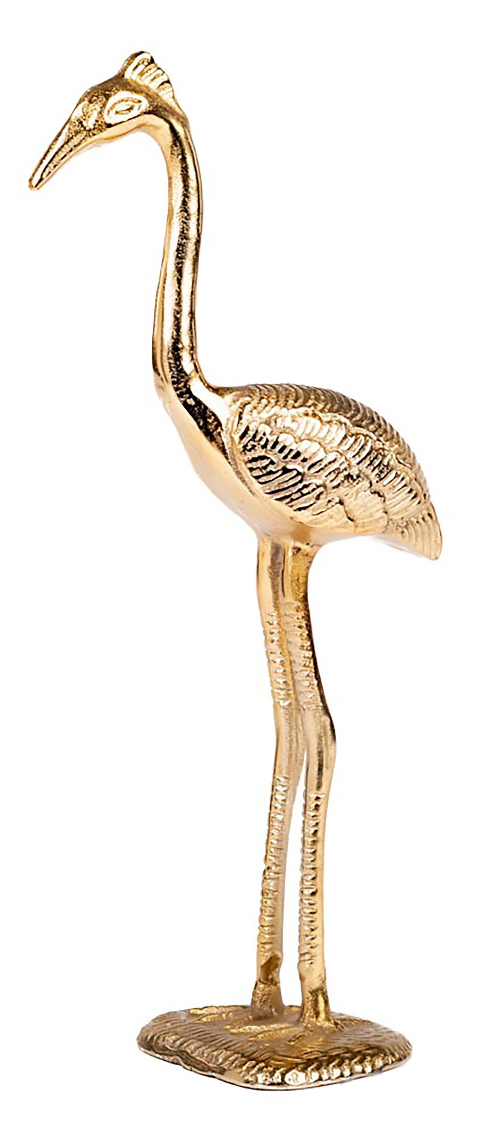 Cosy Home Ideas Dekofigur Dekofigur Kranich Metall gold farbig 45 cm (1 Stück, 1 Figur), Dekorationsfigur aus Metall, goldfarbig