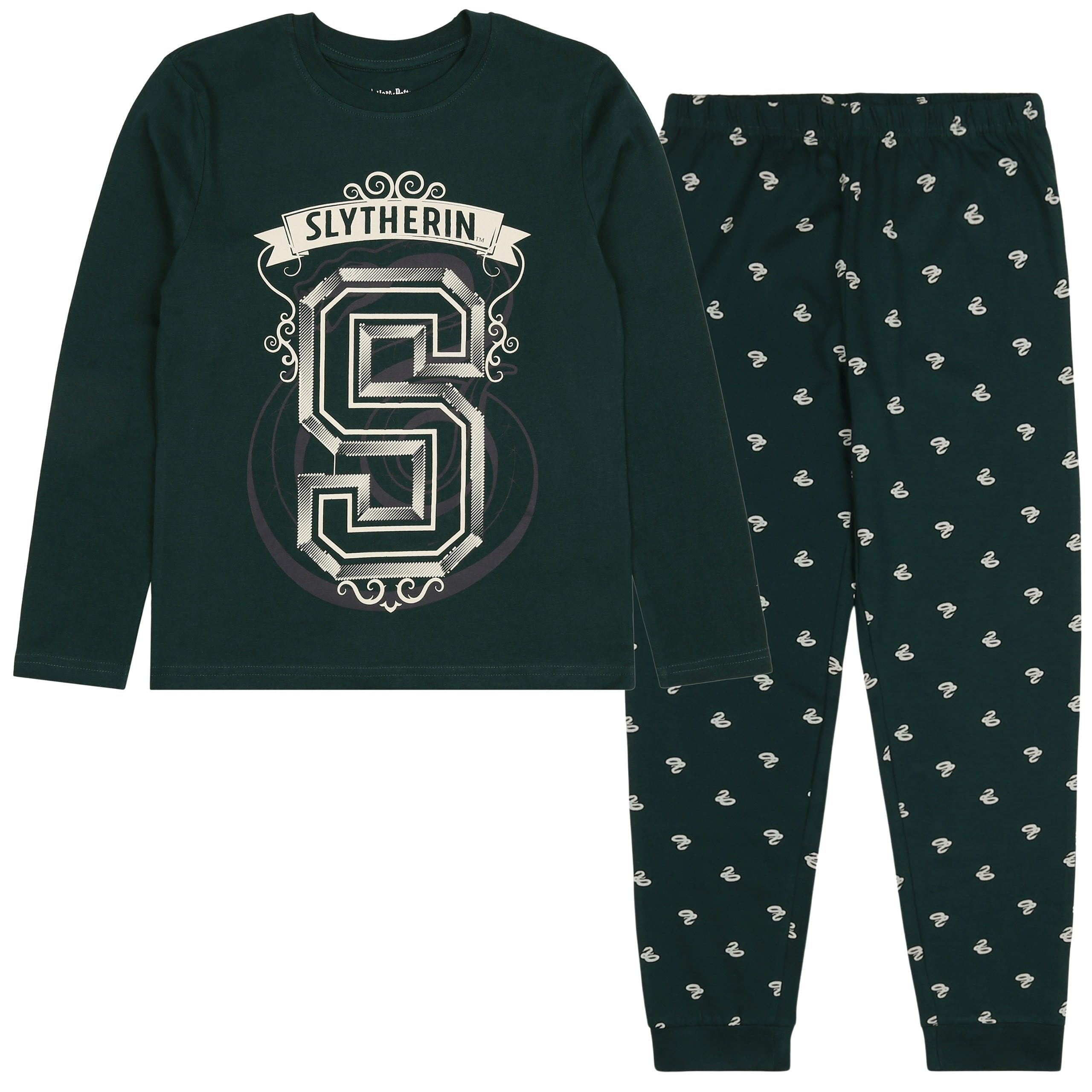 Harry Potter Schlafanzug Harry Potter Slytherin Schlafanzug Jungen, 2-teilig, 100% Baumwolle