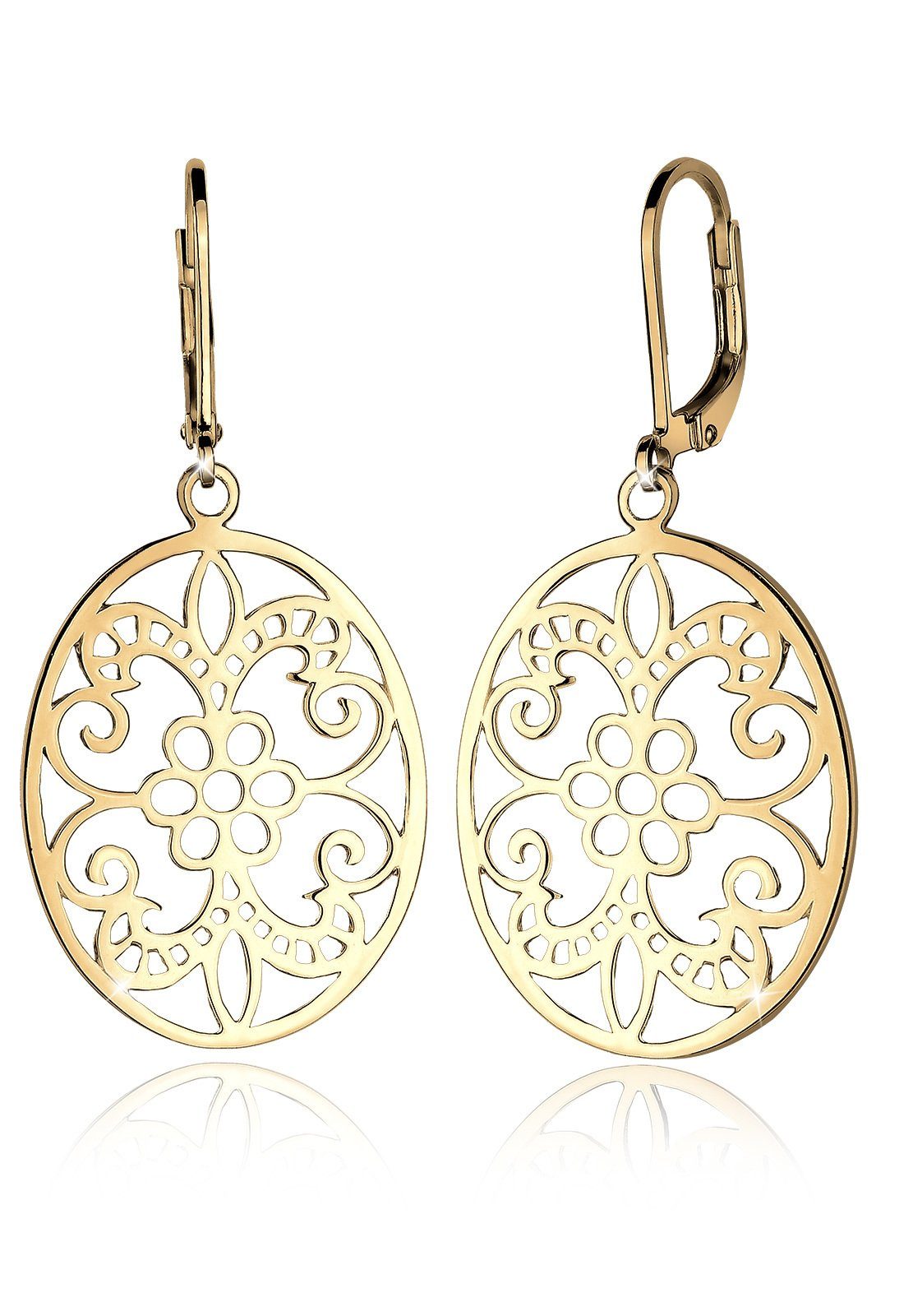 Elli Paar Ohrhänger Ornament Blume Orientalisch Oval 925 Silber