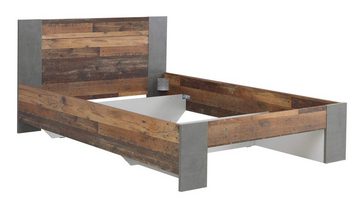 FORTE Komplettschlafzimmer Jugendzimmer CLIF, 5-teiliges Set in Old Wood Vintage und Betonoptik, (Komplett-Set, 5-St., Nachtkommode, Jugendbett, Schublade, Regal, Kleiderschrank)