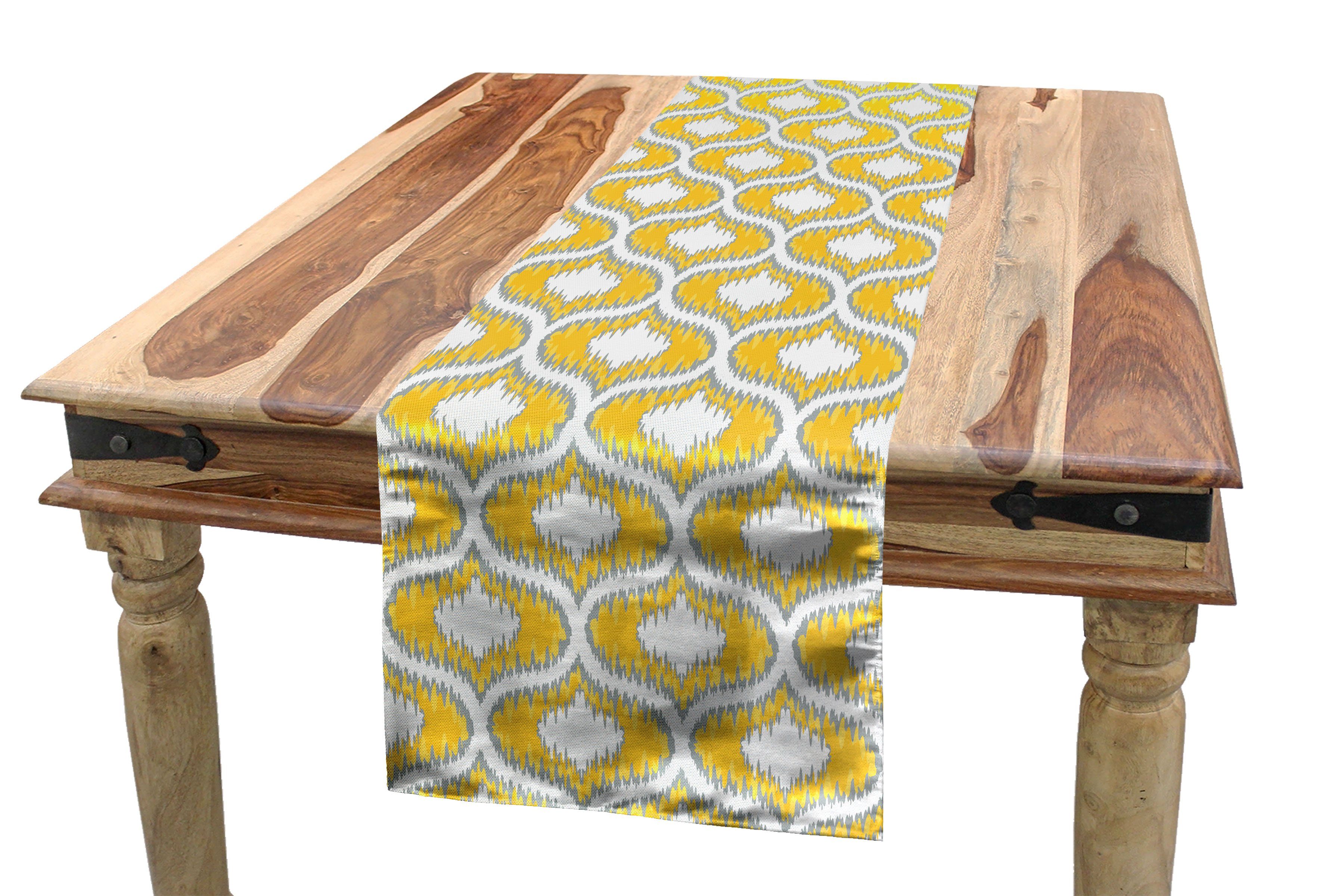 Abakuhaus Tischläufer Esszimmer Küche Formen Dekorativer Ikat Rechteckiger Gelb Vivid ovale Tischläufer
