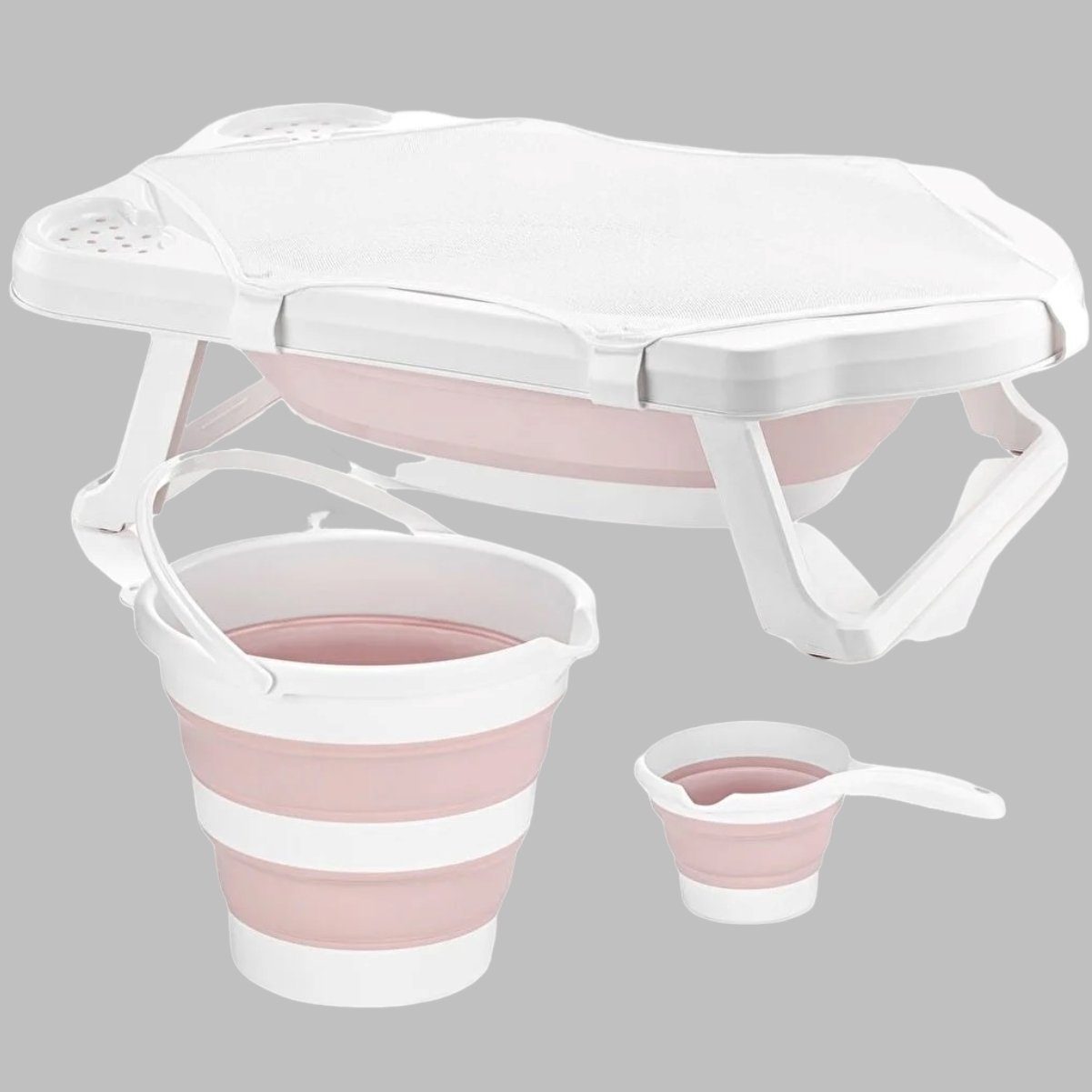 Uzman Babybadewanne Baby Badewanne faltbar mit Liegenetz 4 teilig Baby Wanne