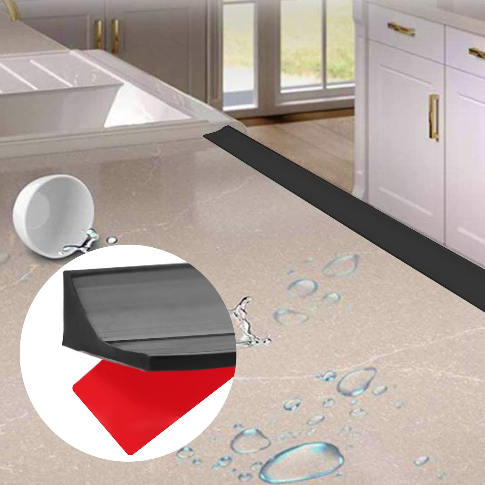 Agger Abschlussleiste Dusche Schwallschutzleiste Selbstklebend Schwallschutz Wasserstop, Breite 1,8 cm * Höhe 3 cm, Silikon asserstopper Schwallschutz für Küchen Bäder Waschbecken