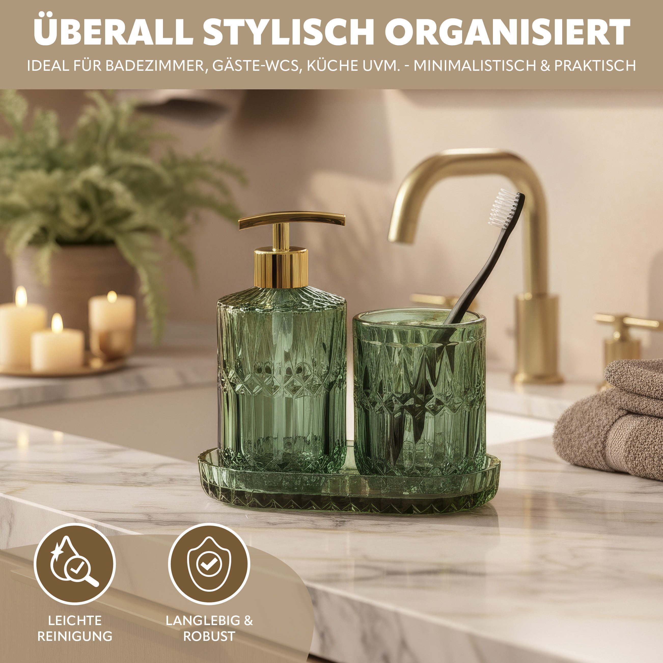 eluno Badaccessoire-Set BURANO 3tlg. Glas, 3 tlg.