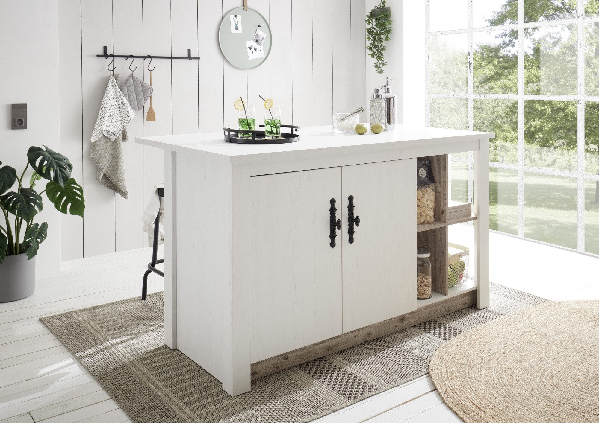 Beauty.Scouts Küche Küchentheke "Kiruna" Anderson white Pine Oslo Pine 161x92x90cm