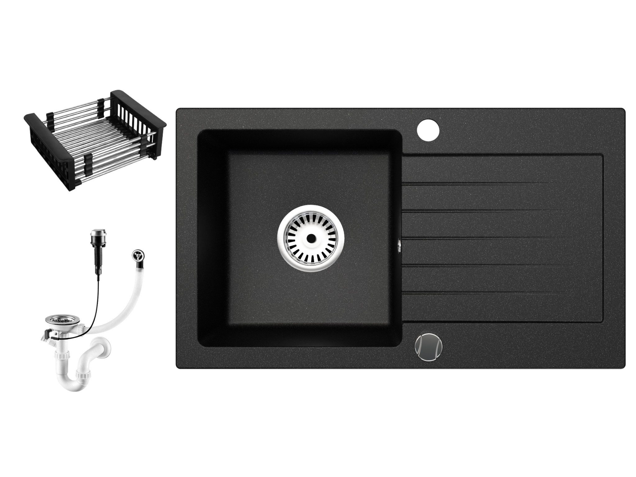 Faizee Möbel Granitspüle Granitspüle 75×43,5 cm, Spülkorb, Armatur wählbar, günstig online kaufen