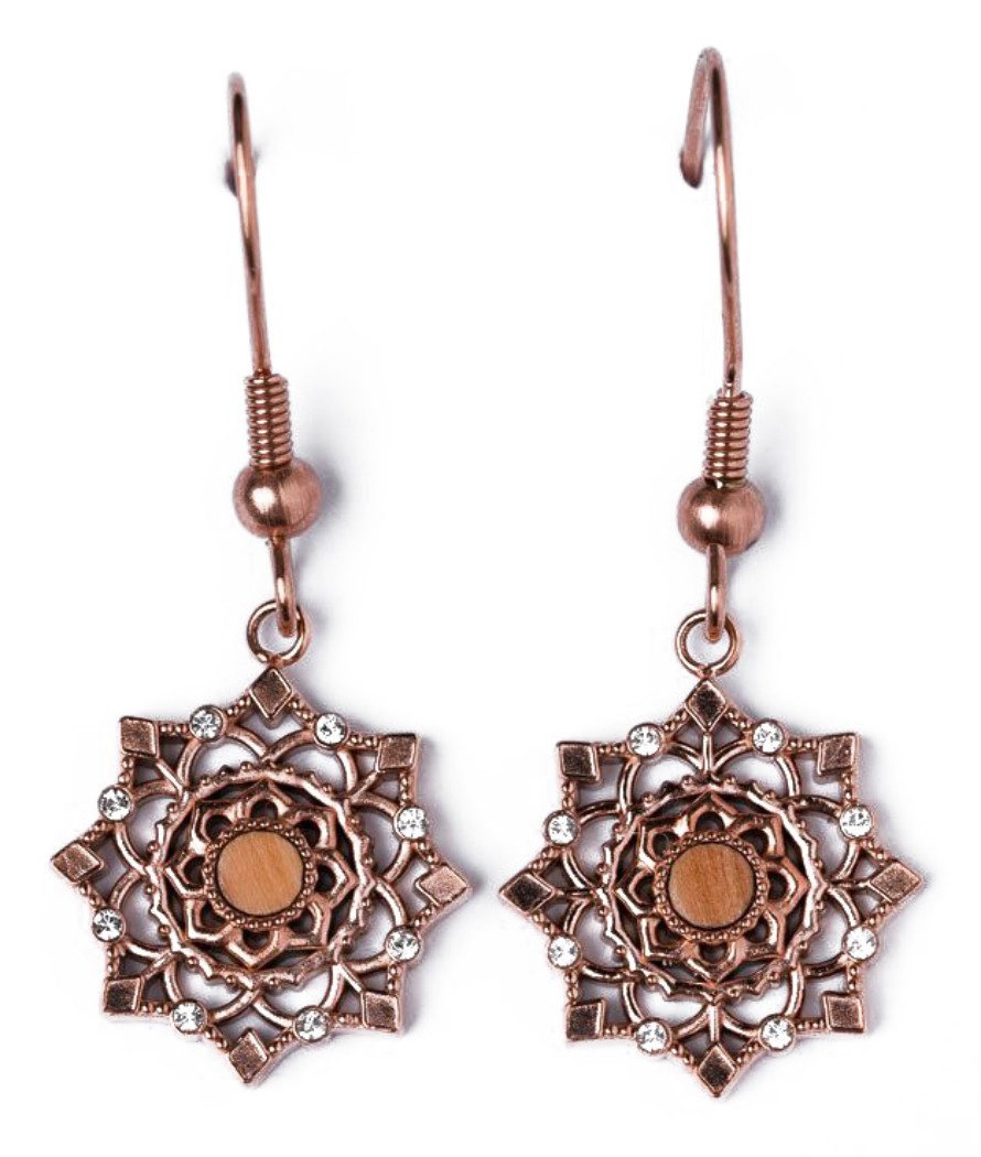 Holzkern Ohrring-Set Aphonia Ohrhaenger Schneeflocke aus Holz Holzkern Modell Jewelry