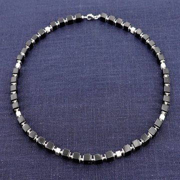 trendor Collier 925 Silber Würfel-Collier Onyx Poliert 50 cm