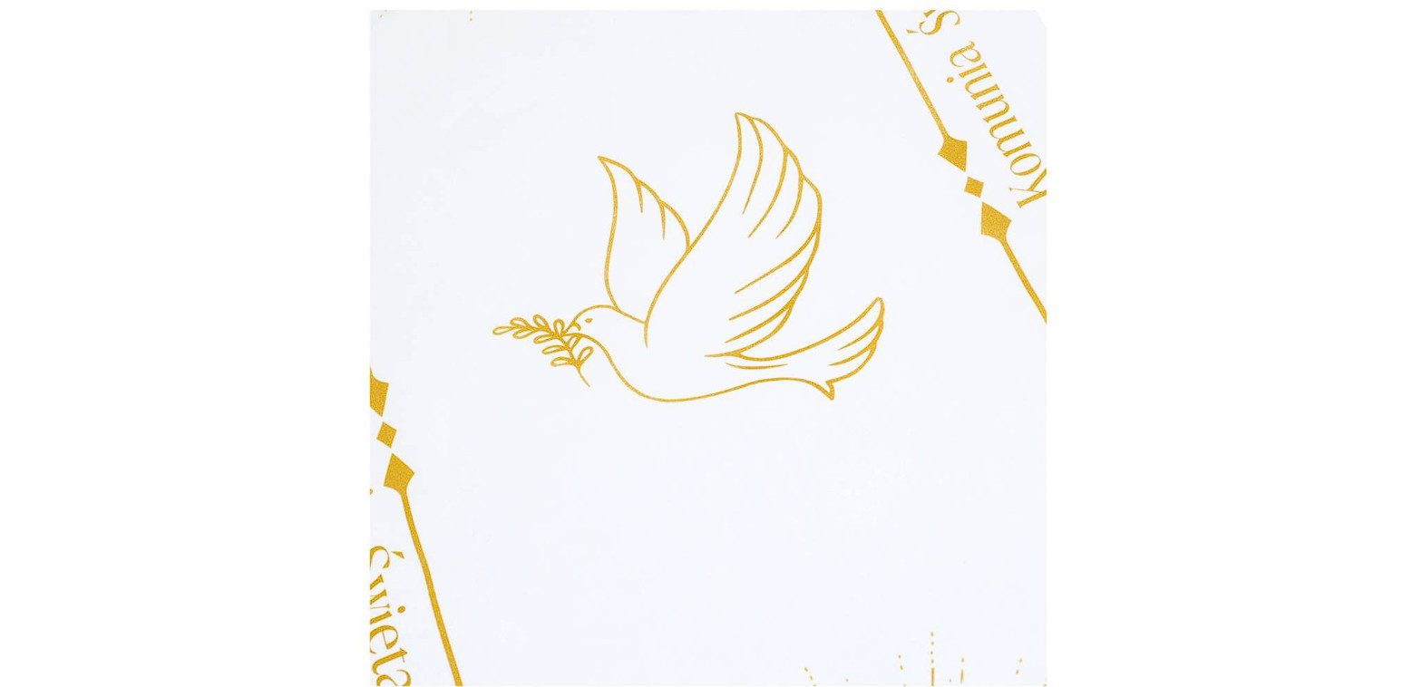 Festivalartikel Tischläufer Kommunion Dekorativer Läufer - Taube & IHS Symbol - 40cm x 5m (1-tlg)