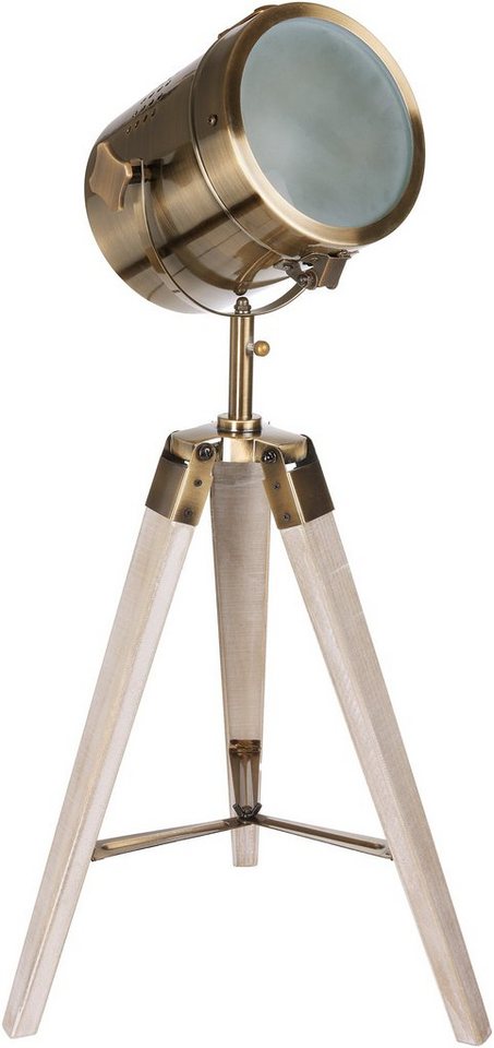 BRUBAKER Stehlampe Industrial Design Scheinwerfer Lampe, Ohne Leuchtmittel,  Vintage Messing Optik