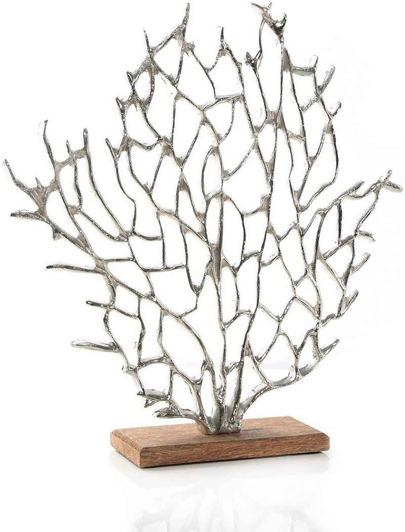 Logbuch-Verlag Dekofigur Seegras Koralle aus Metall auf Holzsockel - 41 cm (1 St), Metall Figur auf Holzsockel