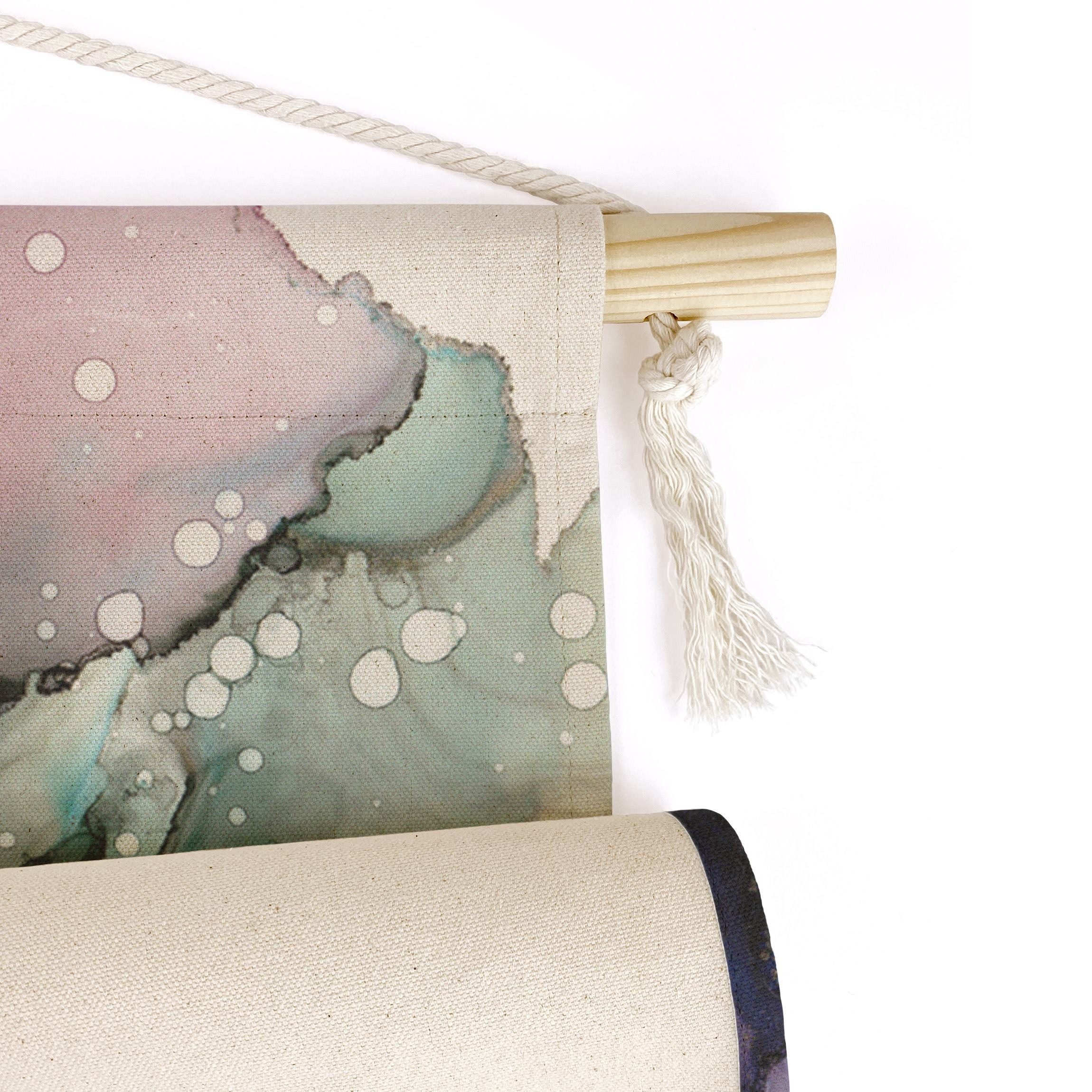 Bilderdepot24 Wandteppich modern Muster Abstrakt Aquarell blau, rechteckig, Höhe: 2.6 mm, großes Wandbild aus Natur-Baumwolle Wandbehang Stoffbild Tuch Wollseil