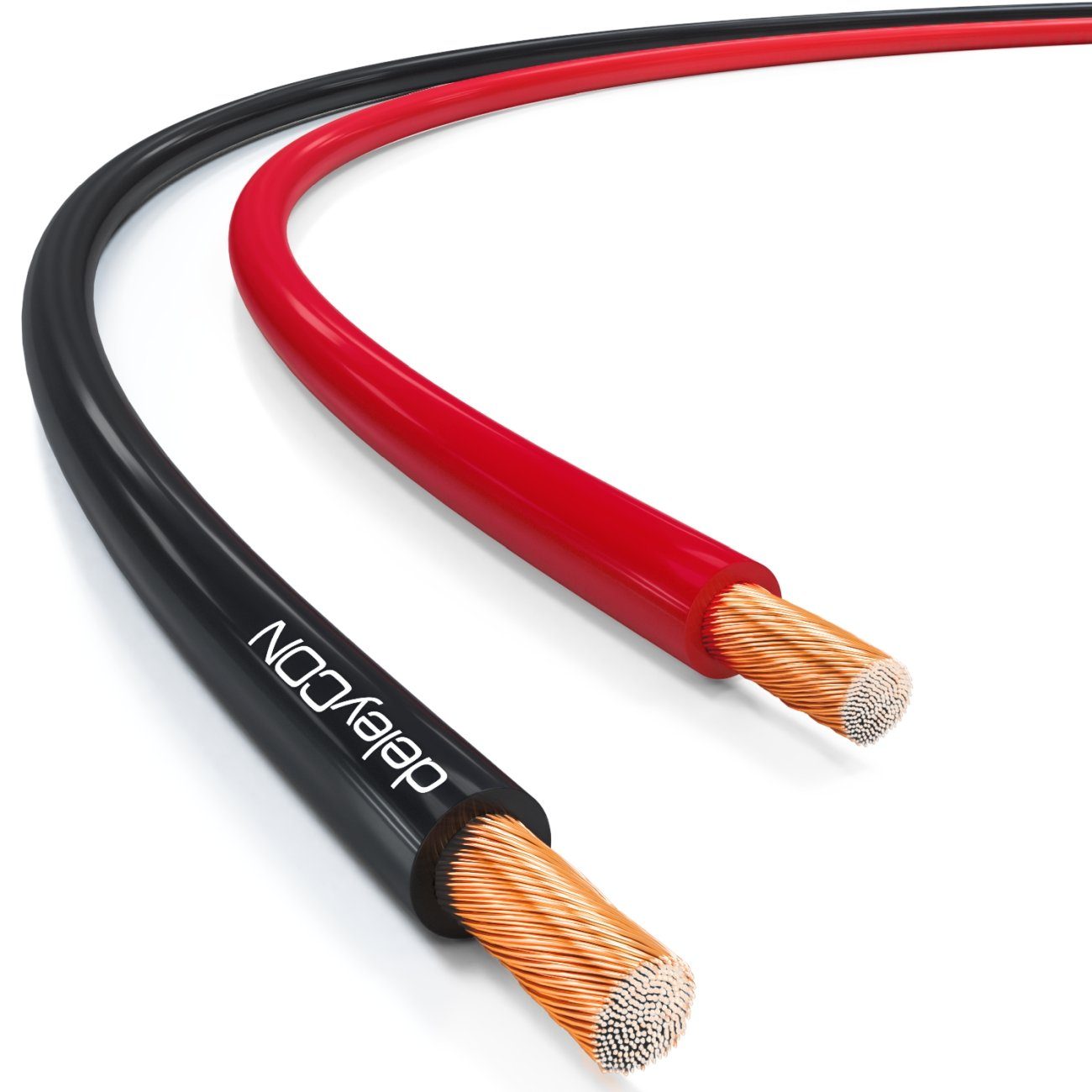deleyCON deleyCON 10m Lautsprecherkabel 2x 2,5mm² CCA 2x50x0,25mm Litze - Rot Audio-Kabel