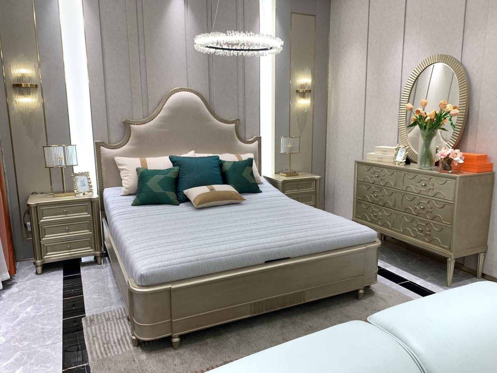 Xlmoebel Polsterbett Neu 180x200 Holz Bett mit Polster für Schlafzimmer im Hotel-Design (1-tlg., Bett), Hergestellt in Europa