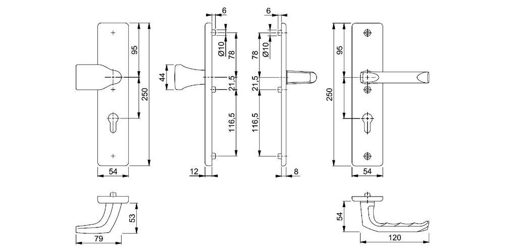 F4 mm Schutzgarnitur 67-72 mm London Türbeschlag Aluminium HOPPE 78G/2221A/2440/113 92