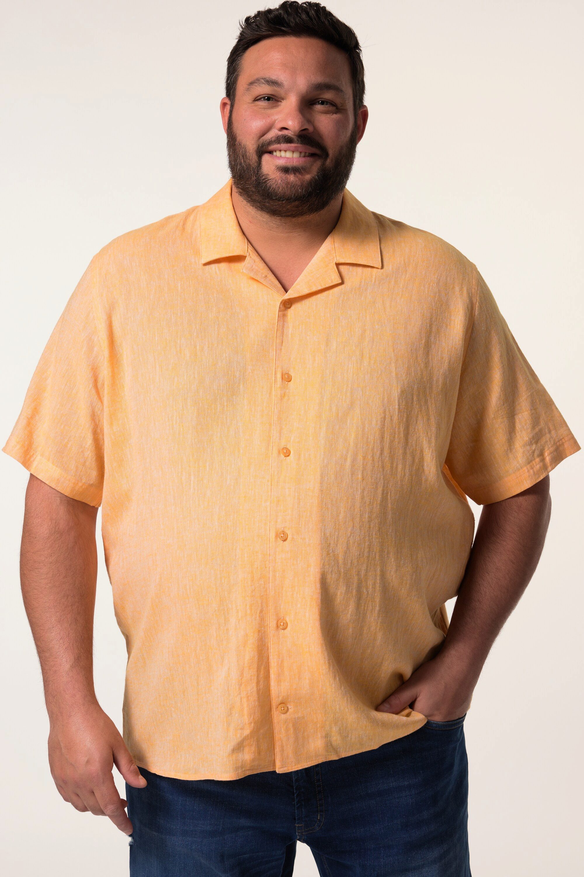 Men Plus Kurzarmhemd Leinenmix-Hemd Halbarm Cubakragen Cuba Fit günstig online kaufen