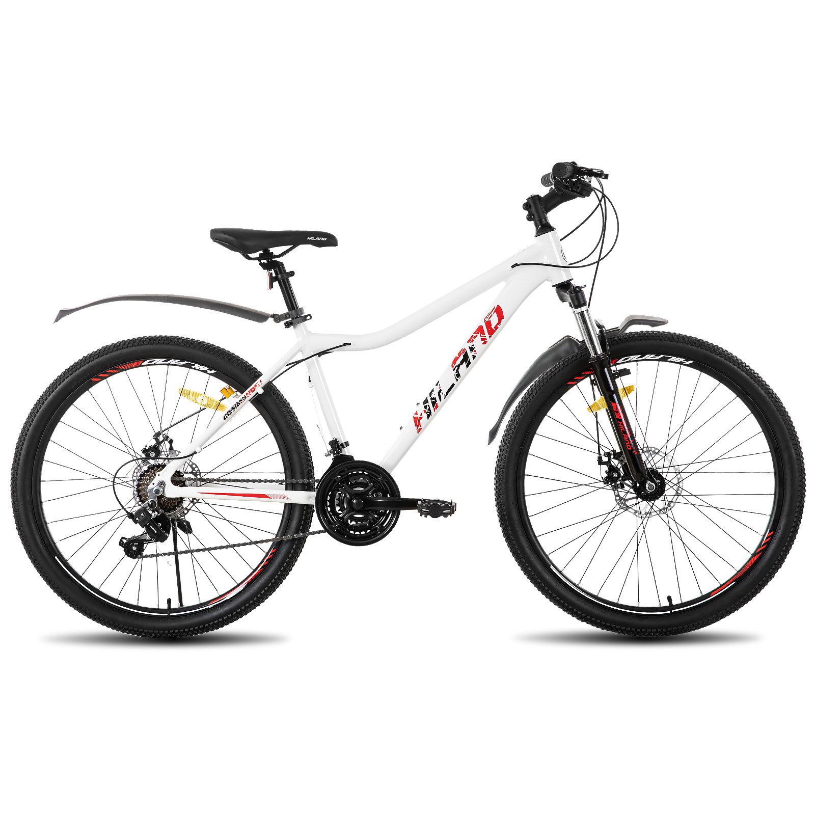 HILAND Mountainbike 26/27,5 Zoll Leichtgewichtiges bike für Frauen Ideal für alle Terrains, 18-Gang mit Lock-Out-Federgabel Dual-Scheibenbremsen, Aluminium-Rahmen