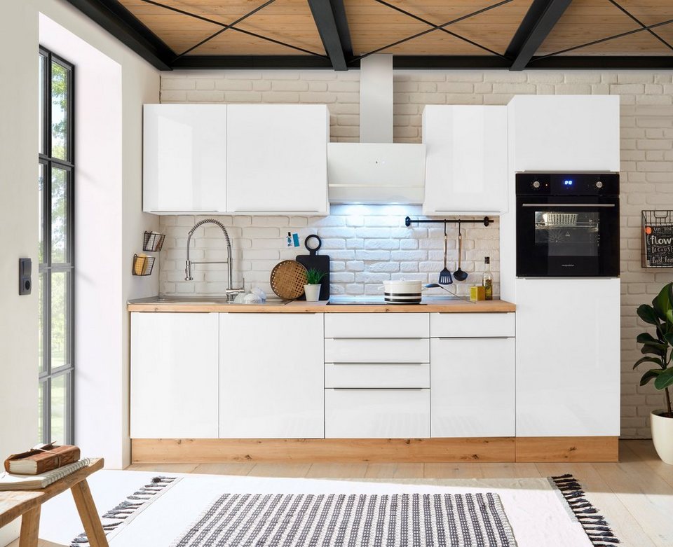 RESPEKTA Küchenzeile Safado aus der Serie Marleen, hochwertige Ausstattung  wie Soft Close Funktion, Breite 280 cm, Mit 38 mm starker Arbeitsplatte