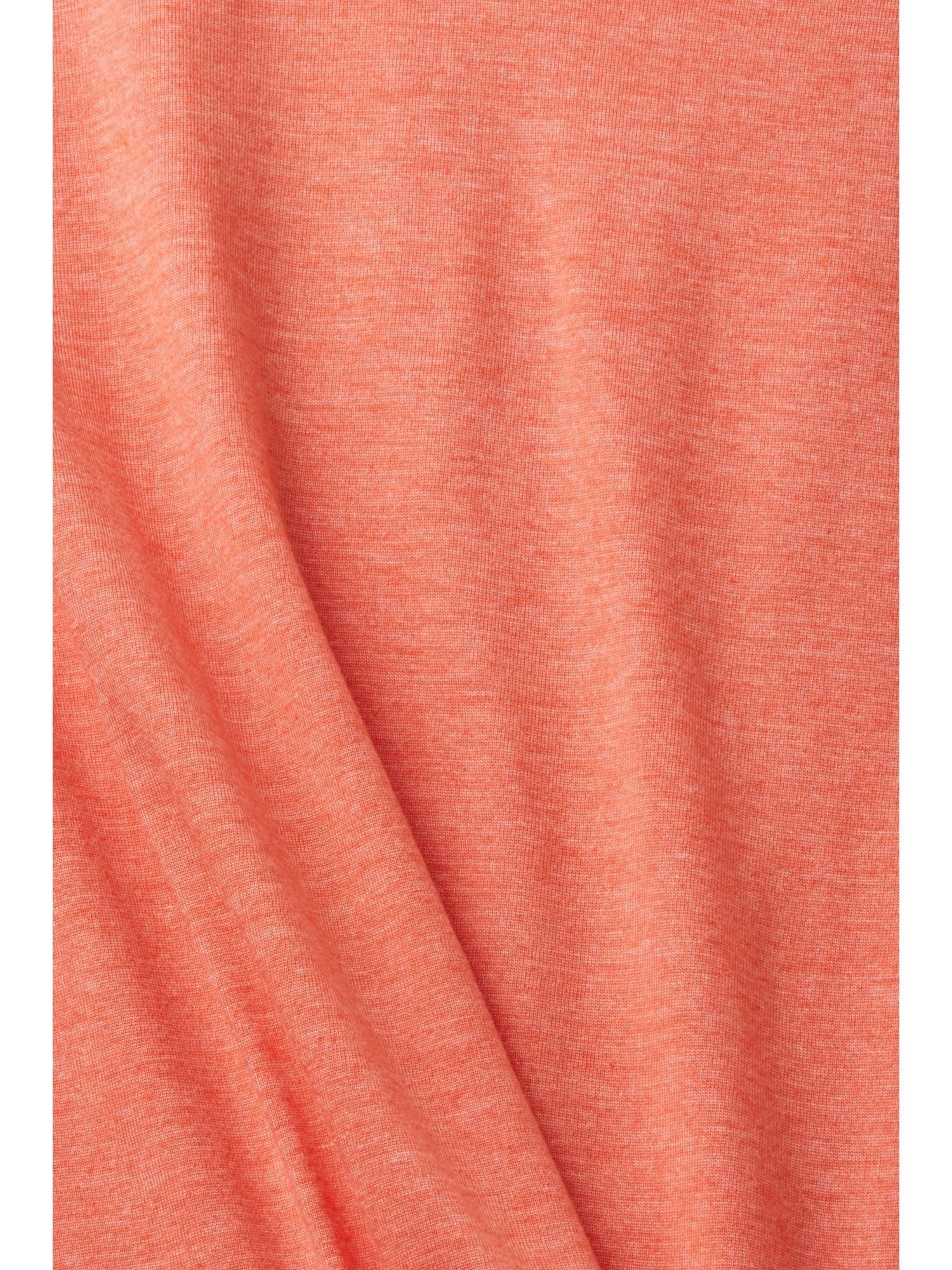 Esprit T-Shirt T-Shirt mit (1-tlg) ORANGE RED geblümtem V-Ausschnitt
