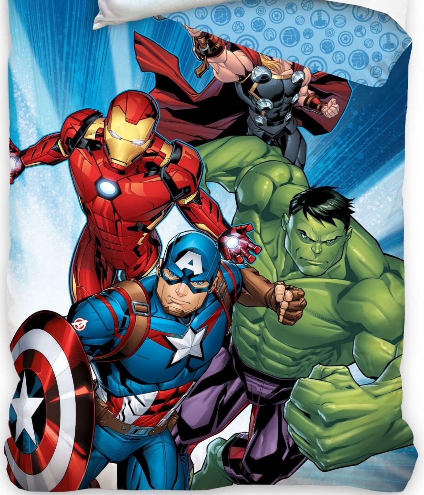 Carbotex Bettwäsche Marvel Avengers - Wende-Bettwäsche-Set, 135x200 & 80x80, Baumwolle, 100% Baumwolle