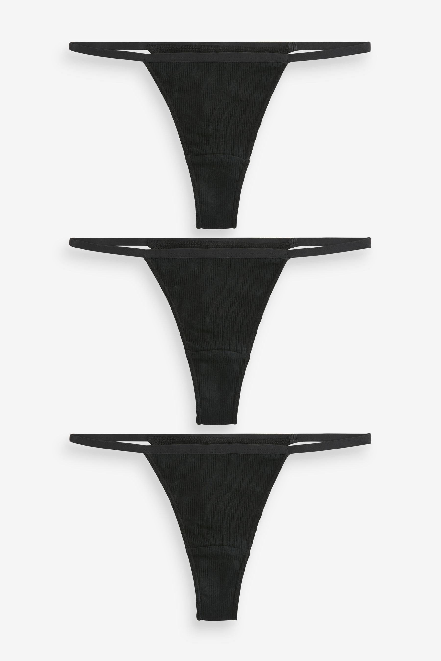 String 3er-Pack Slips aus gerippter Baumwolle, Tanga