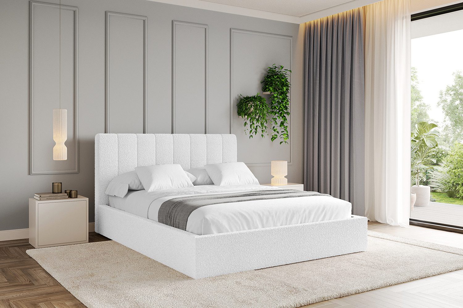 ALTDECOR Polsterbett STERA (Polsterbett mit Bettkasten und Lattenrost, Boxbett ohne Matratze), Doppelbett mit Stauraum, Bett mit Kopfteil