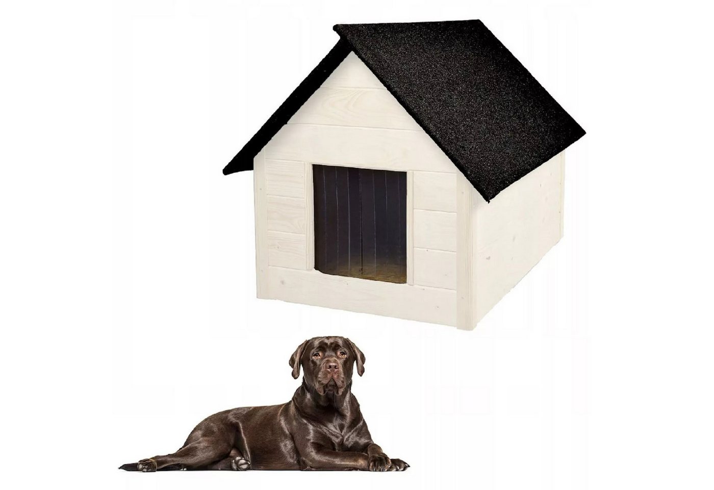 Thumbnail - QLS Tierhaus Hundehütte 101x69cm, Holz Isoliert Winterfest Outdoor Draußen
