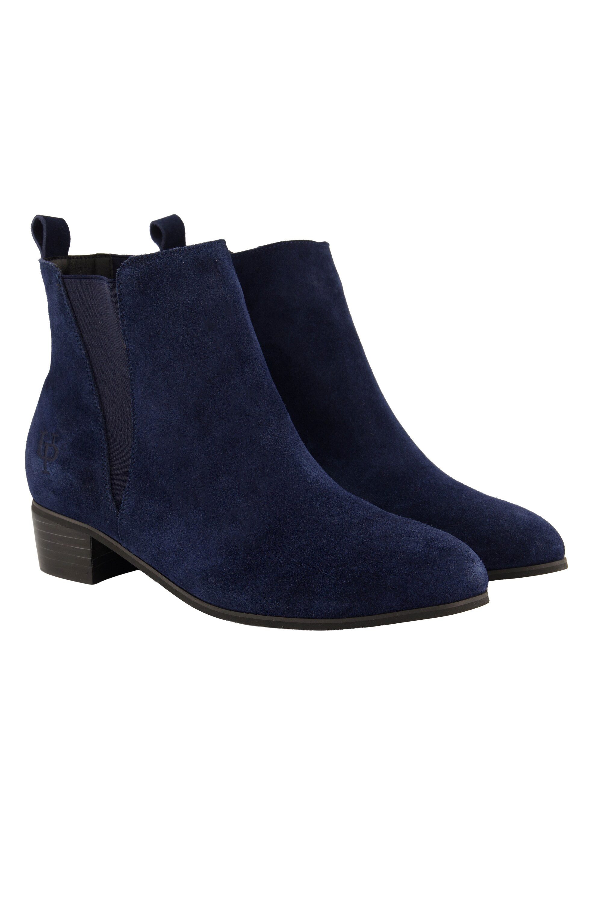 Ulla Popken Leder-Stiefeletten Veloursleder Elastikeinsatz Stiefelette günstig online kaufen