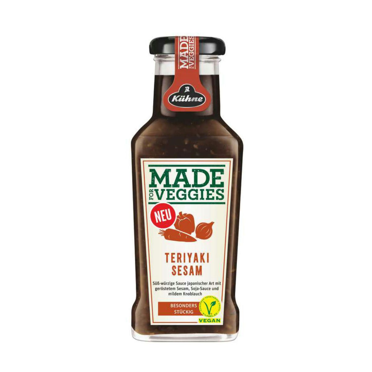 Kühne Saucen, Kühne Würzsauce Teriyaki Sesam süß würzige Soja Sauce stückig 235g