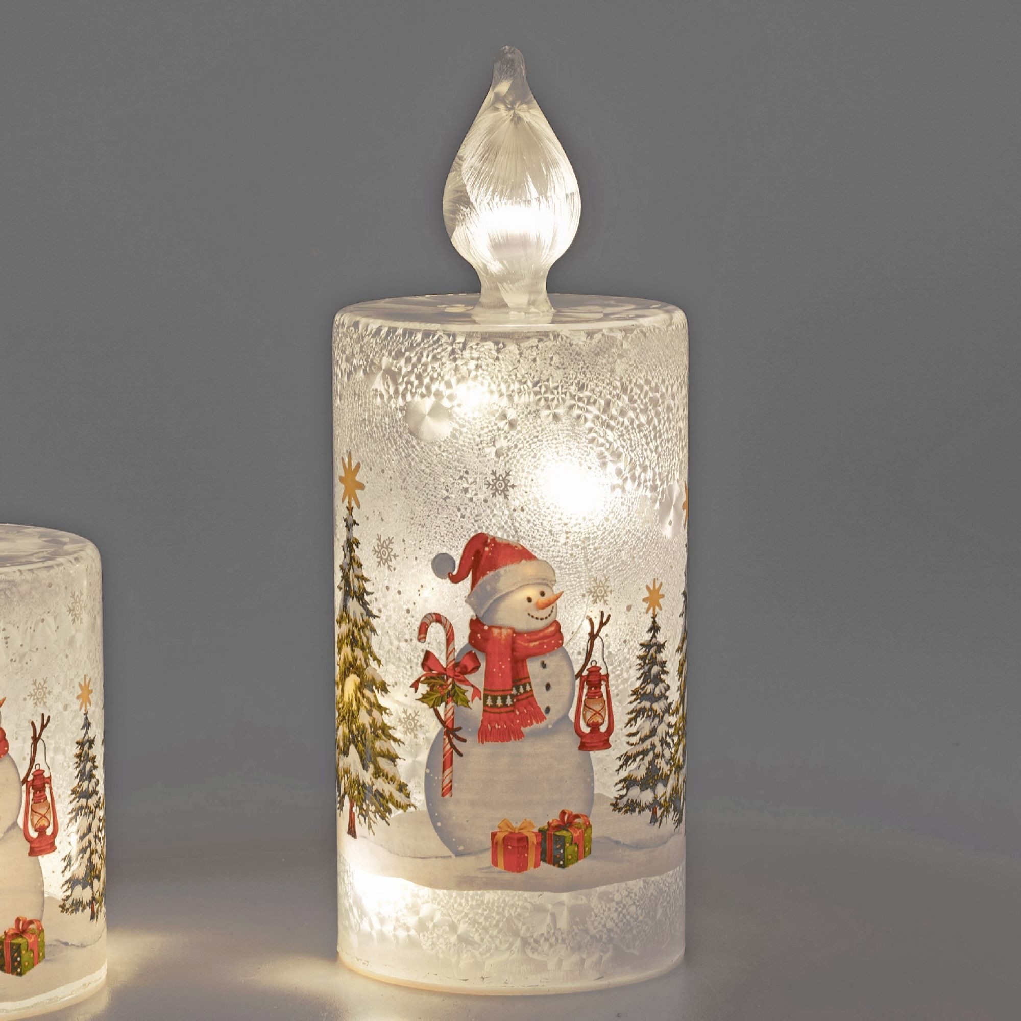 formano Weihnachtsfigur Weiß, Durchmesser 9 cm, Mit Timerfunktion, Weiß, Motiv: Schneemann